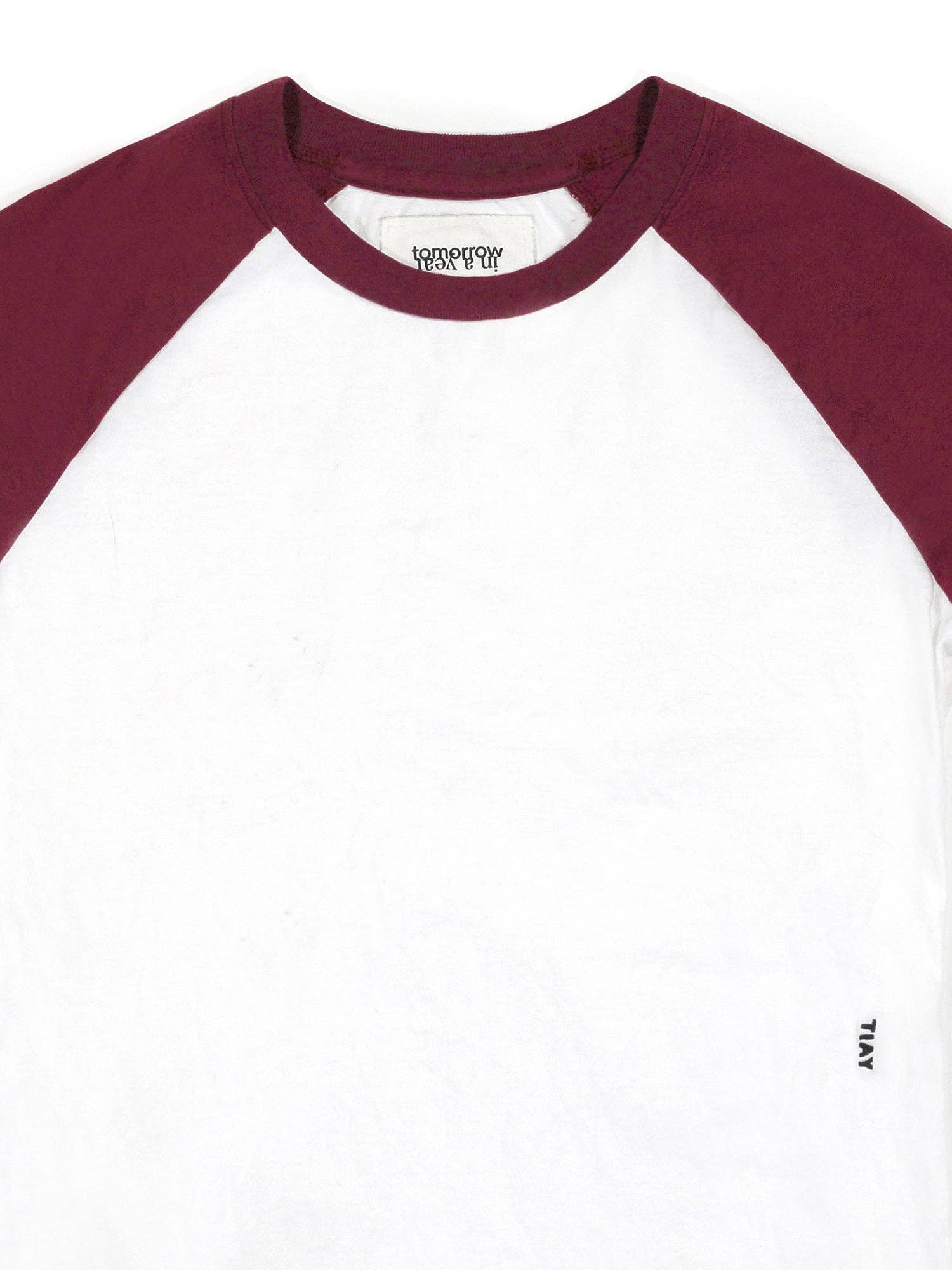 Tomorrow in a Year| Raglan Baseball Tee| Rouge/White