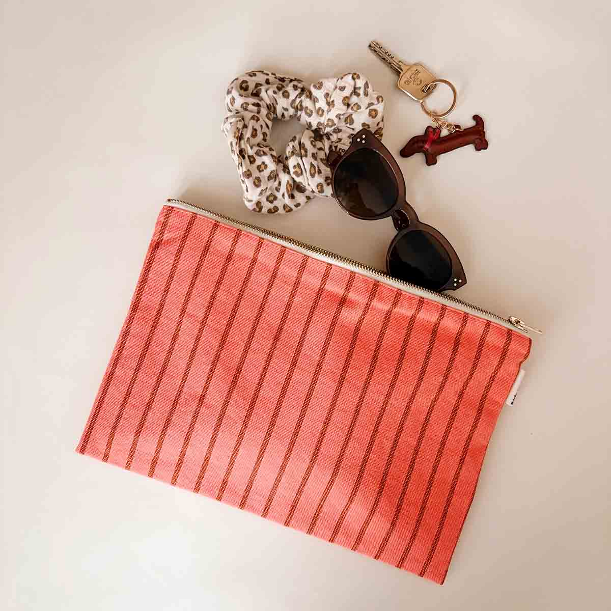 The Big Pouch | Coral Pecan Stripe - Paloma
