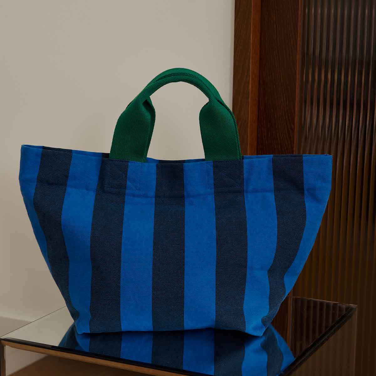 The Zipper Tote | Night Blue Big Stripe