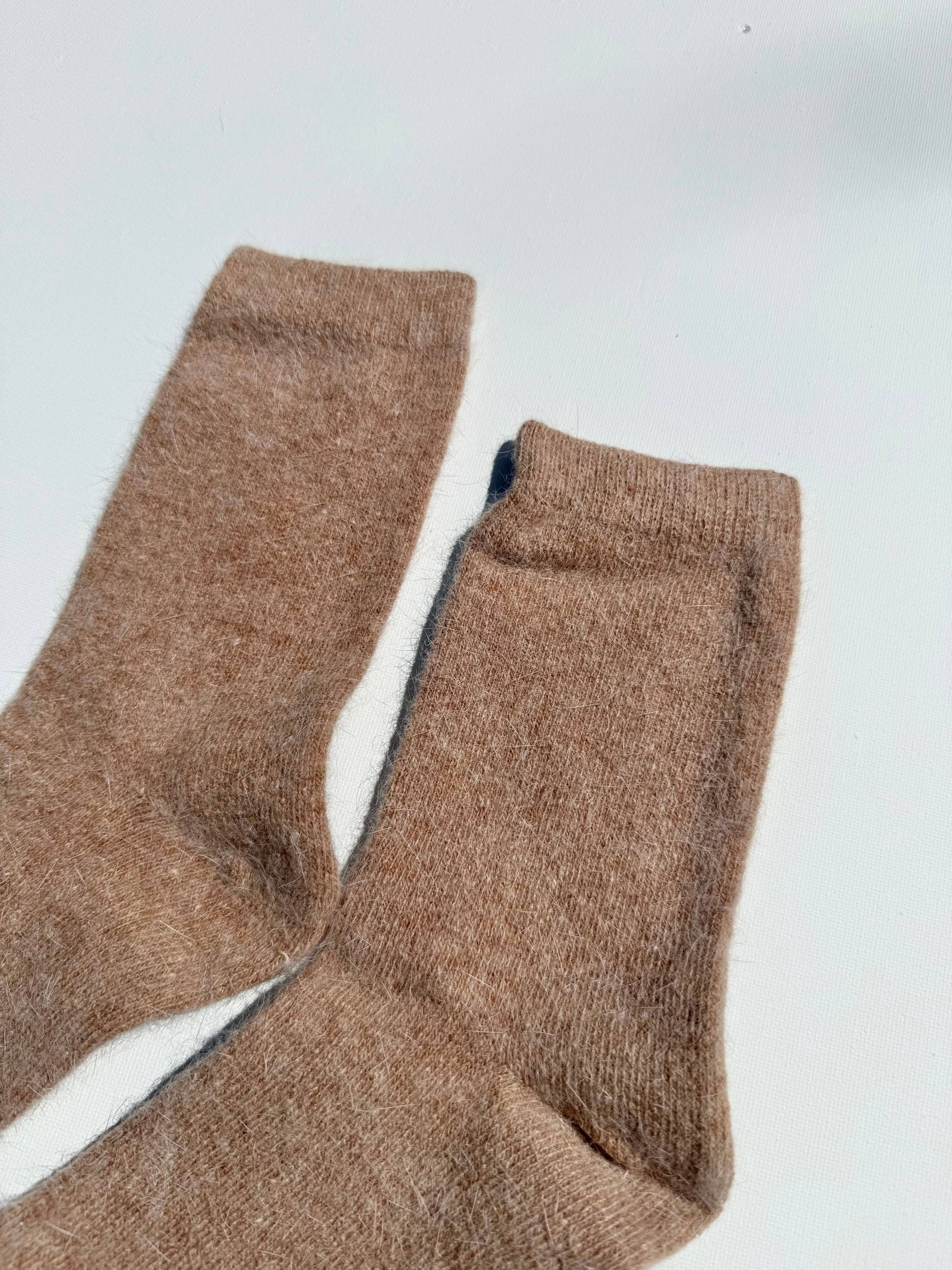 Fluffy Angora Socks | Mushroom