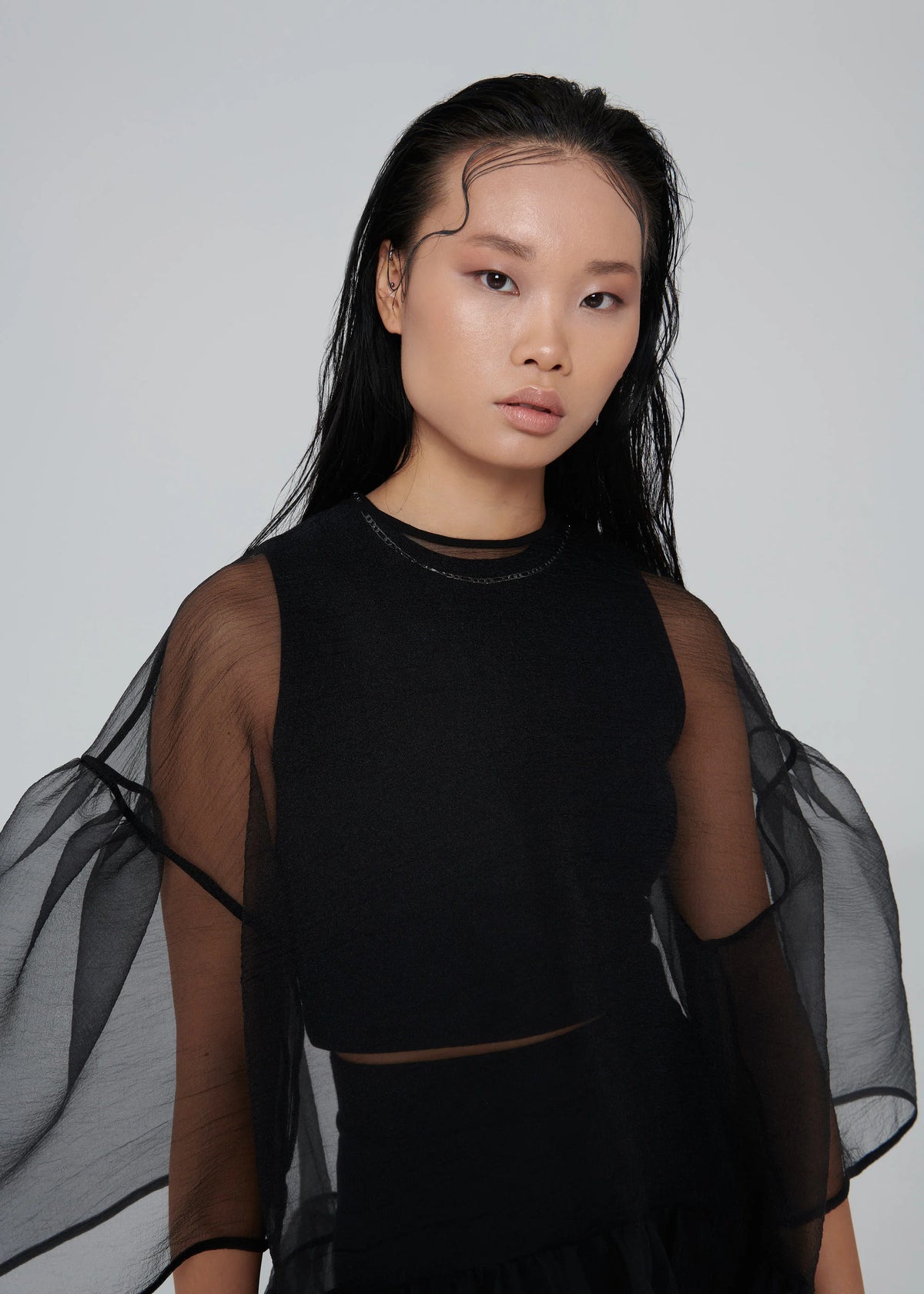 Esthe | Organza Oversized Blouse | Black
