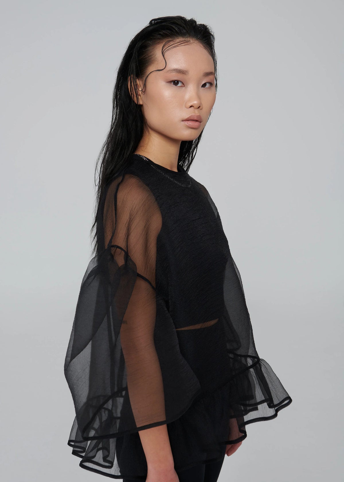 Esthe | Organza Oversized Blouse | Black