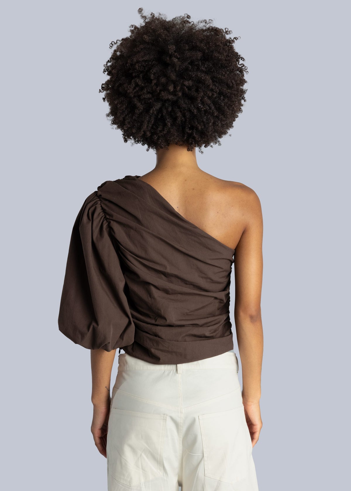 Esthé | Poplin One Shoulder Top  | Espresso