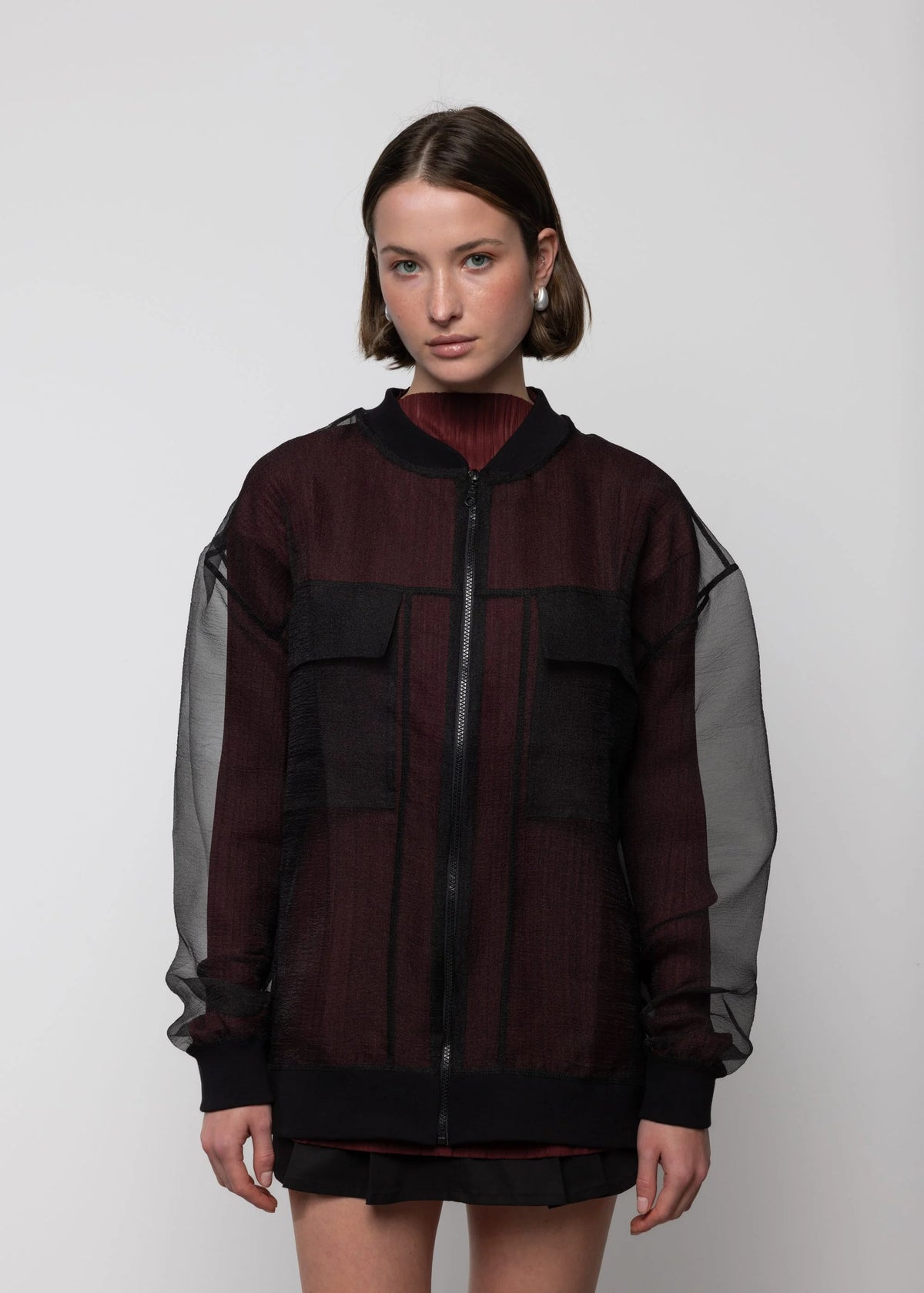 Esthé | Organza Oversized Bomber  | Black