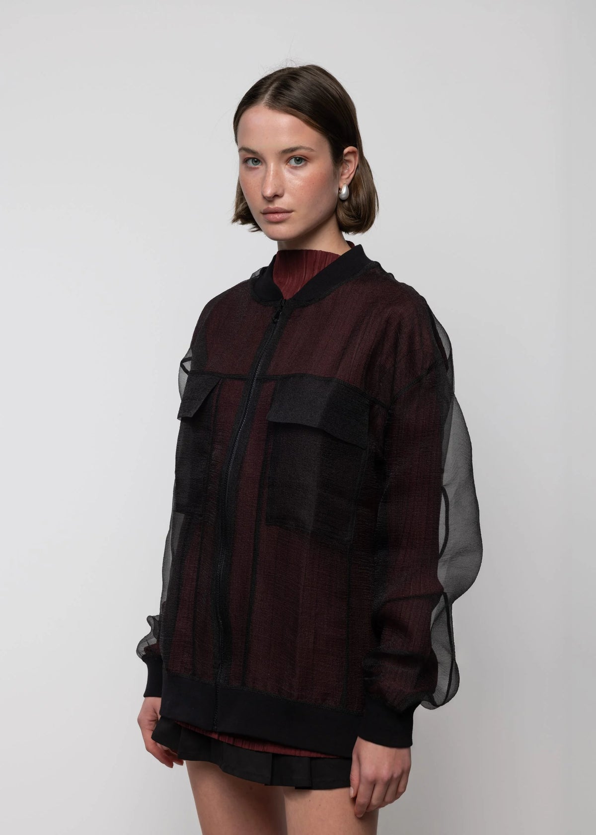 Esthé | Organza Oversized Bomber  | Black