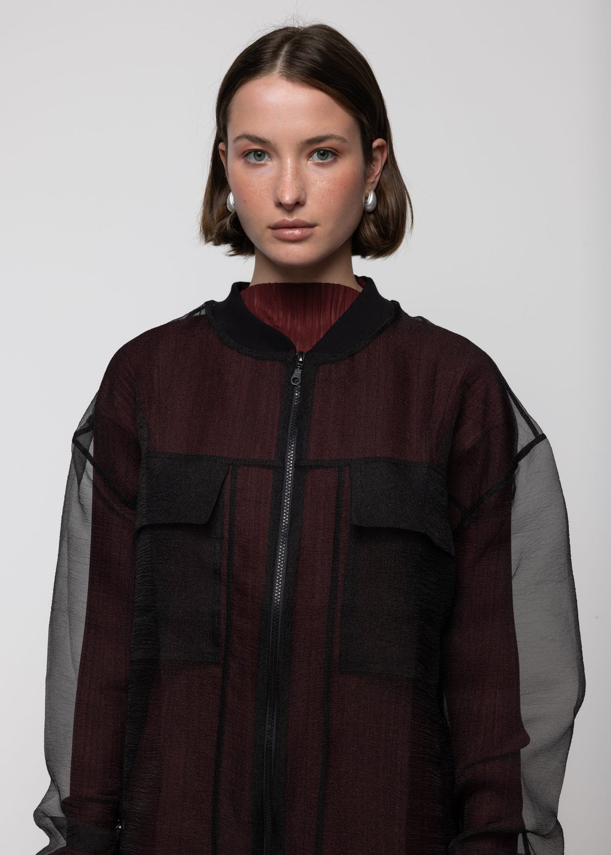 Esthé | Organza Oversized Bomber  | Black