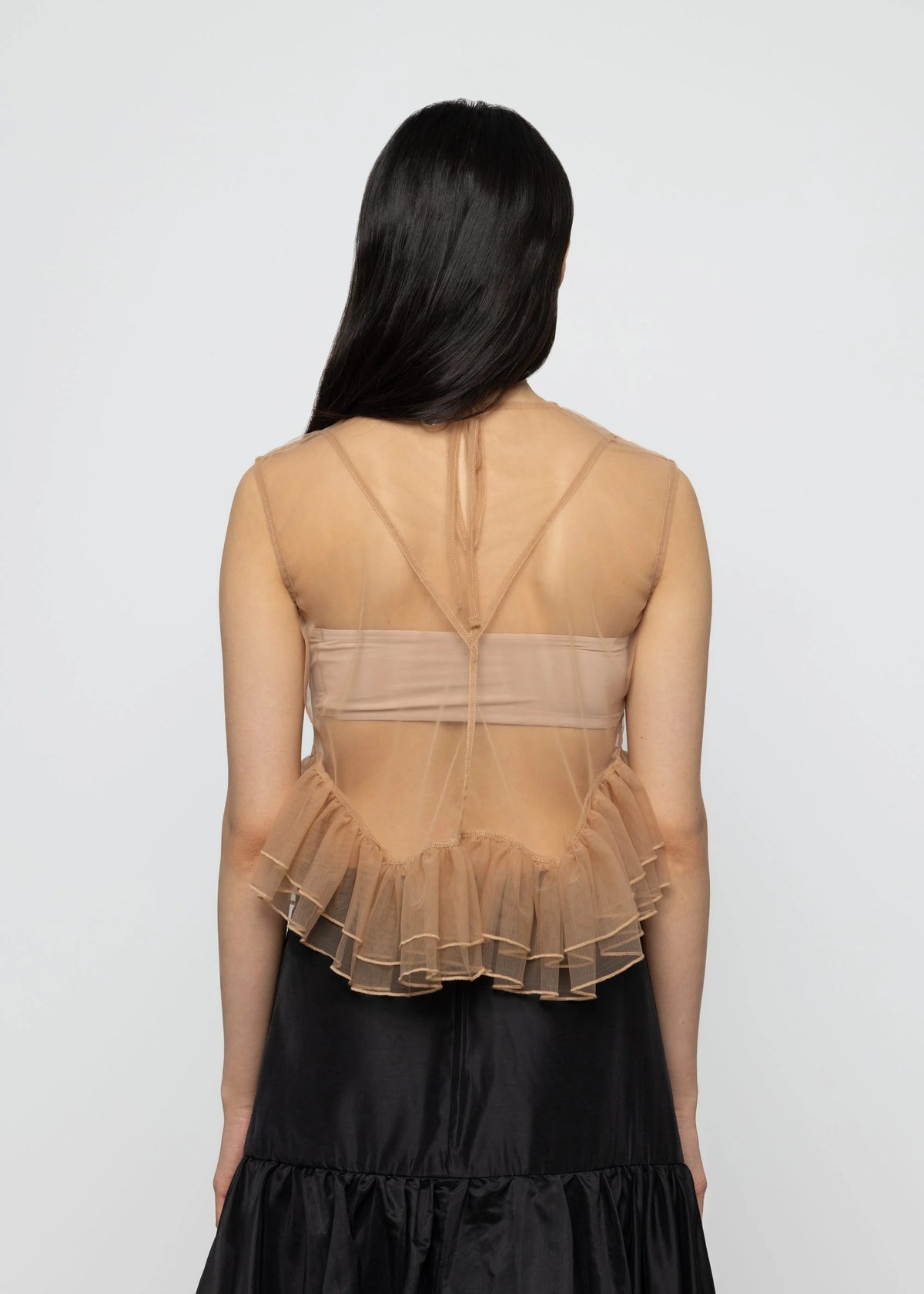 Esthé | Tulle Peplum Ruffle Top | Beige