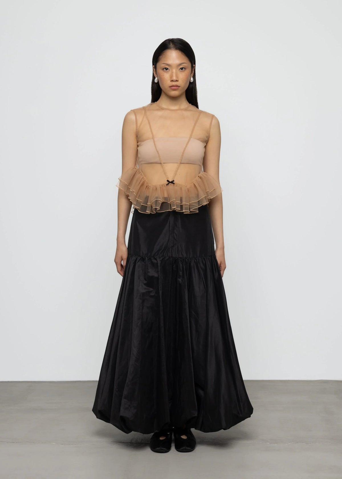 Esthé | Tulle Peplum Ruffle Top | Beige