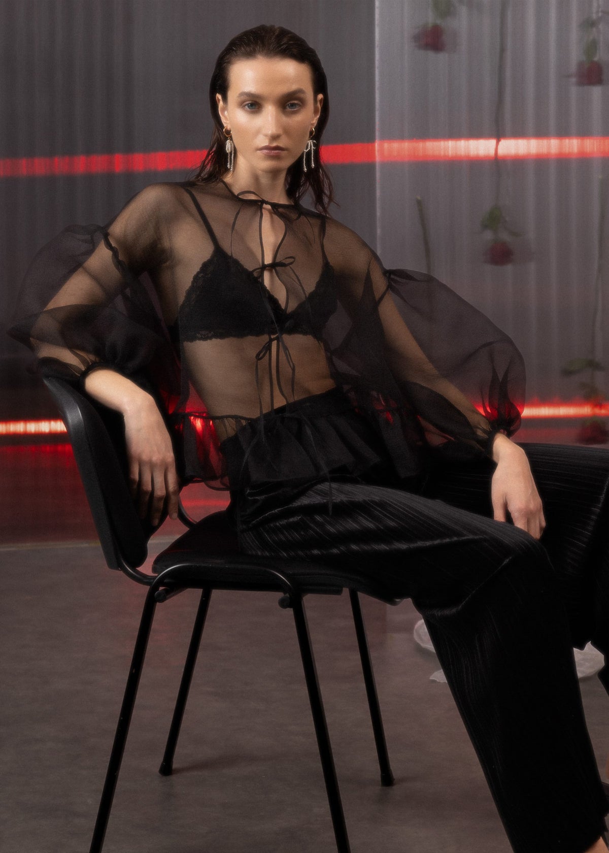 Esthé | Volume Organza Bow Top | Black