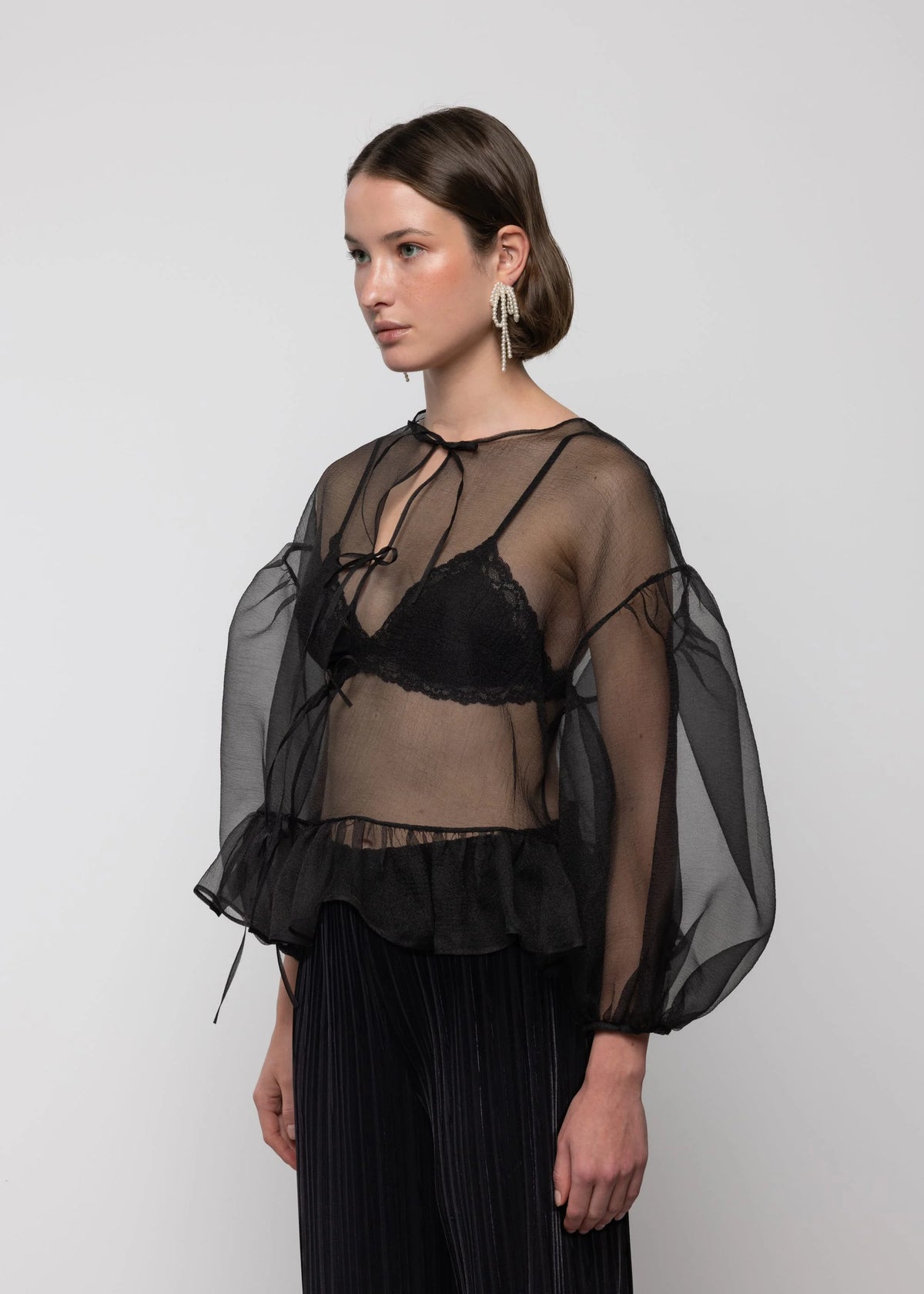 Esthé | Volume Organza Bow Top | Black