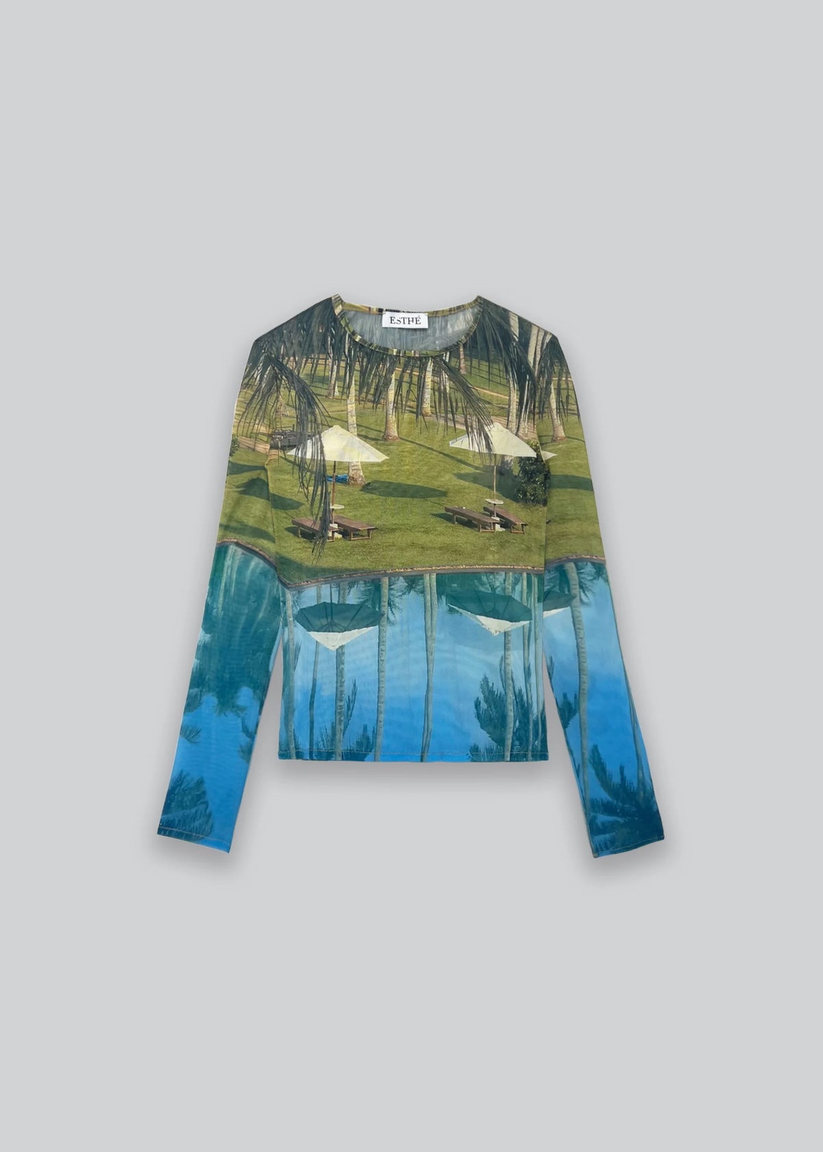 Esthé | Printed Mesh Long Sleeve Tee | Poolside Print