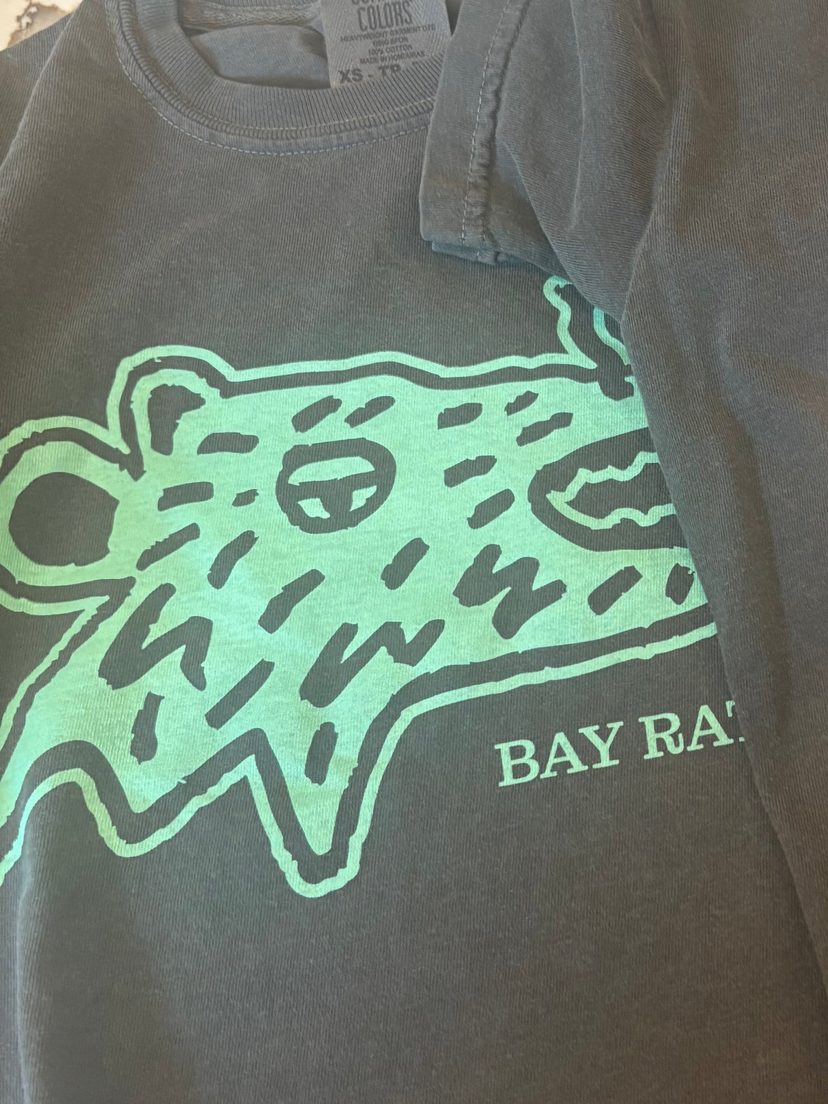 Bay Rat Kids Tee | washed black and mint