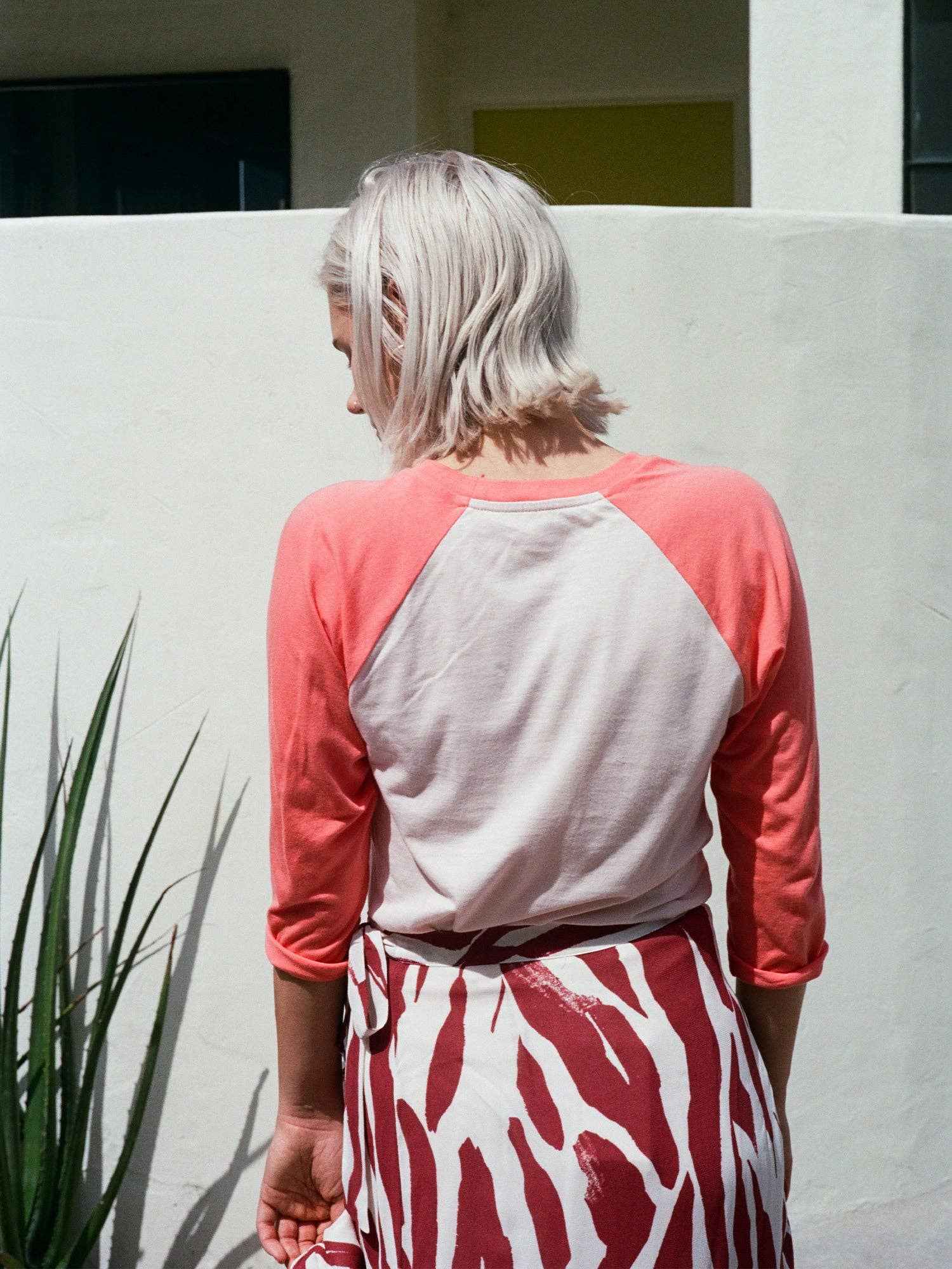 Tomorrow in a Year| Raglan Baseball Tee| Coral/Blush