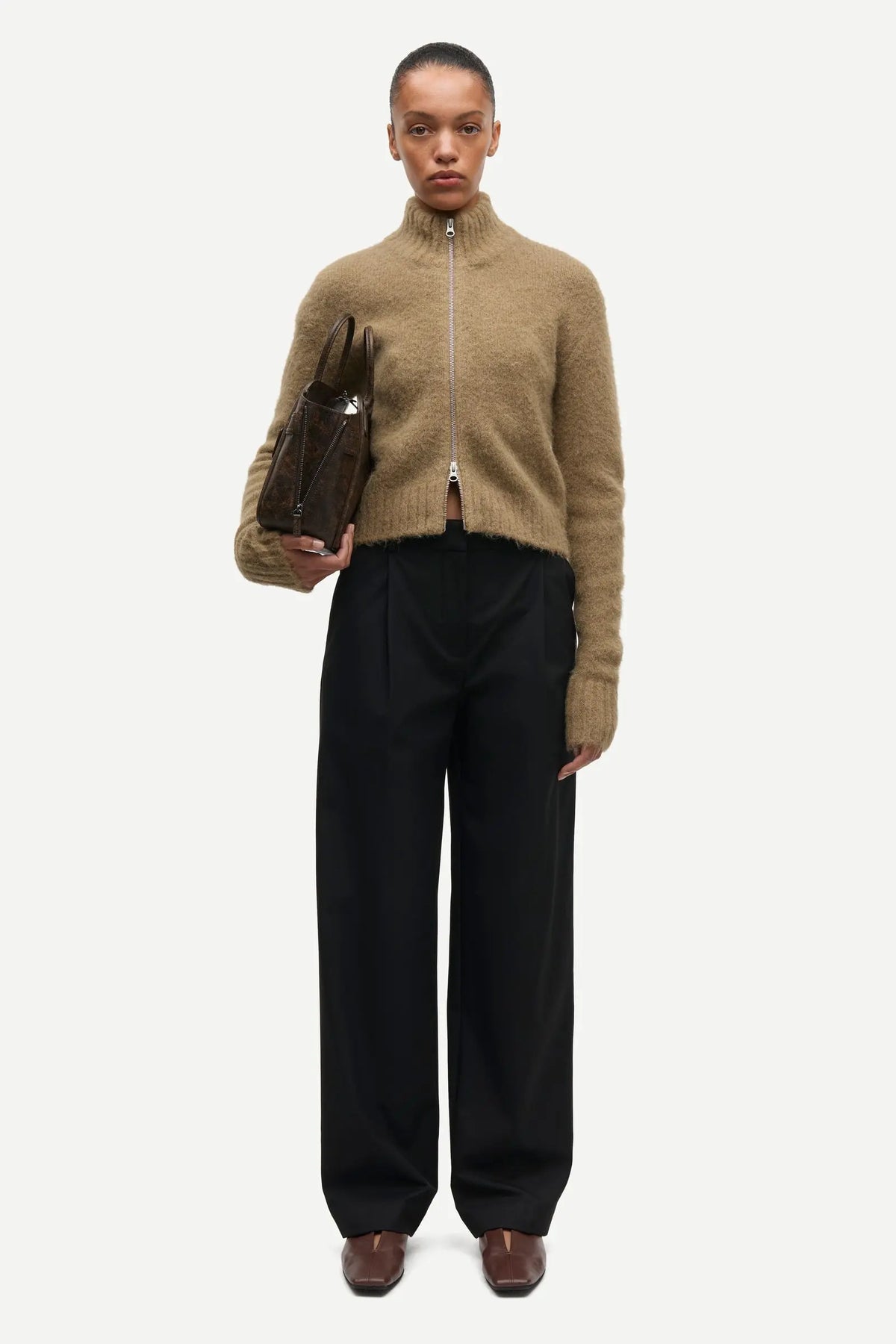 Samsoe Samsoe | Sajeanne Zip Cardigan | Lead Grey