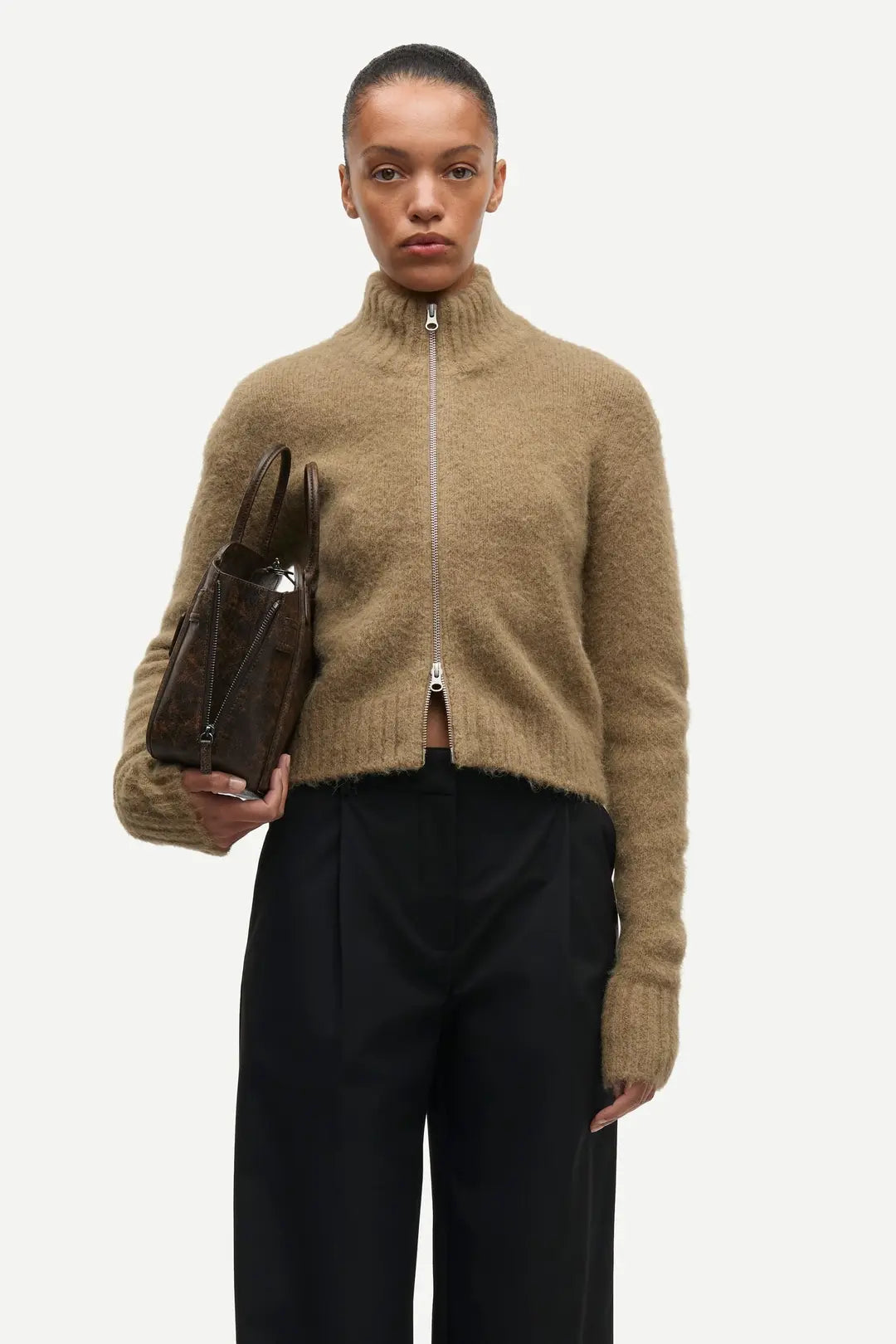 Samsoe Samsoe | Sajeanne Zip Cardigan | Lead Grey