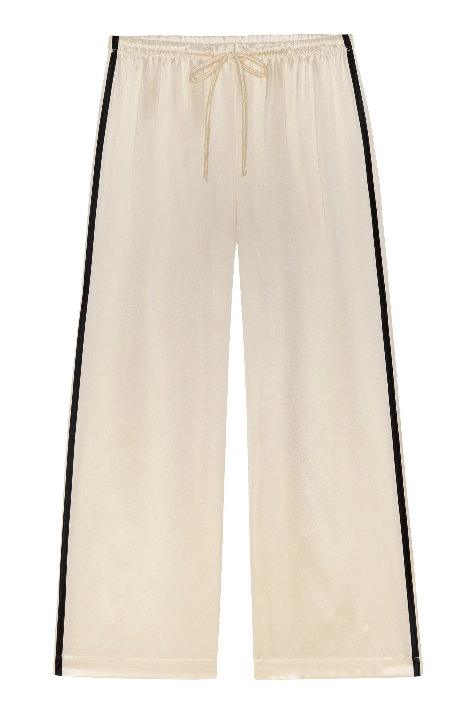 Donni |The Silk Stripe Crop Pant | Creme Jet