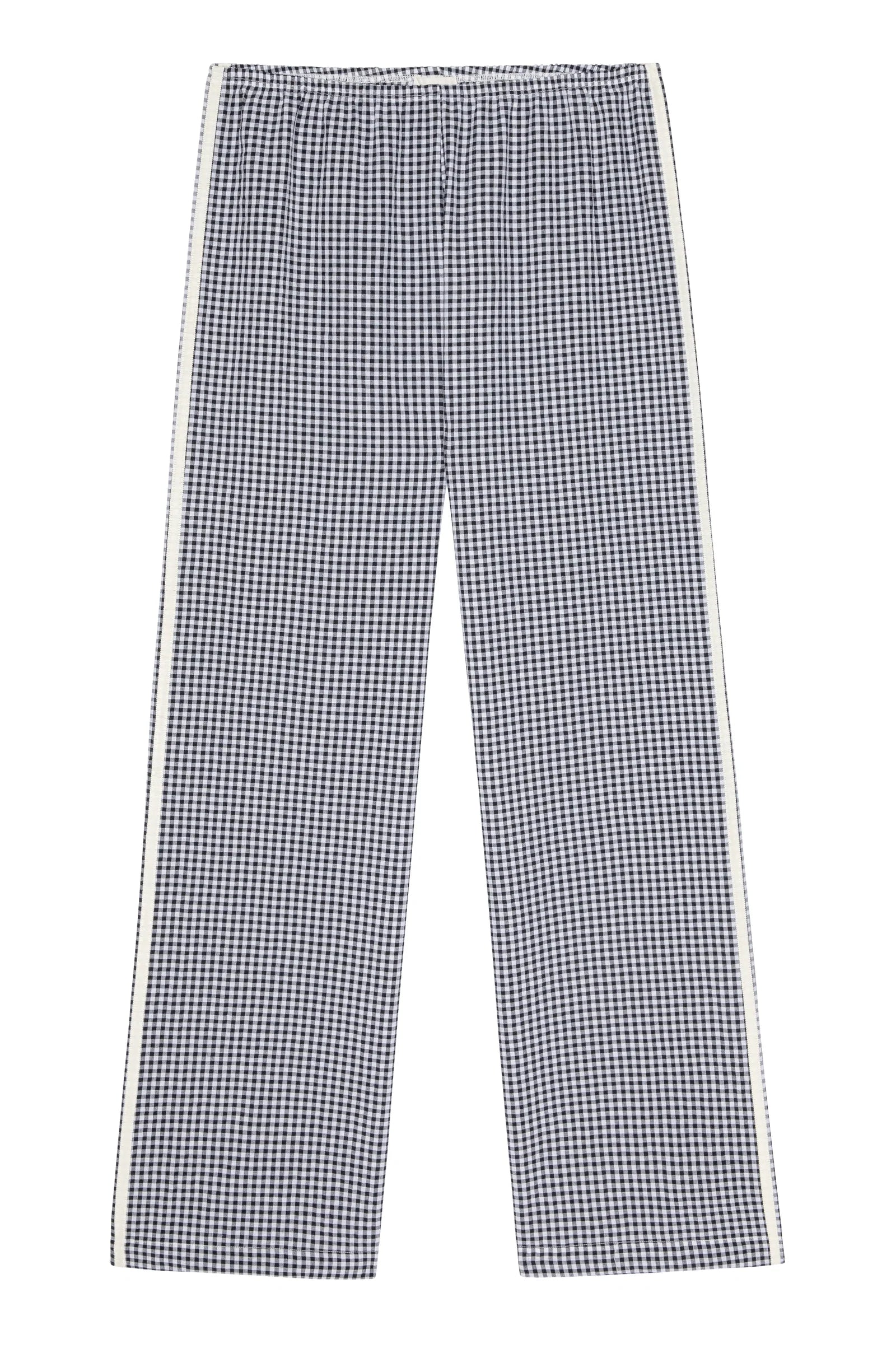 Donni | The Cotton Gingham Stripe Crop Pant | Jet