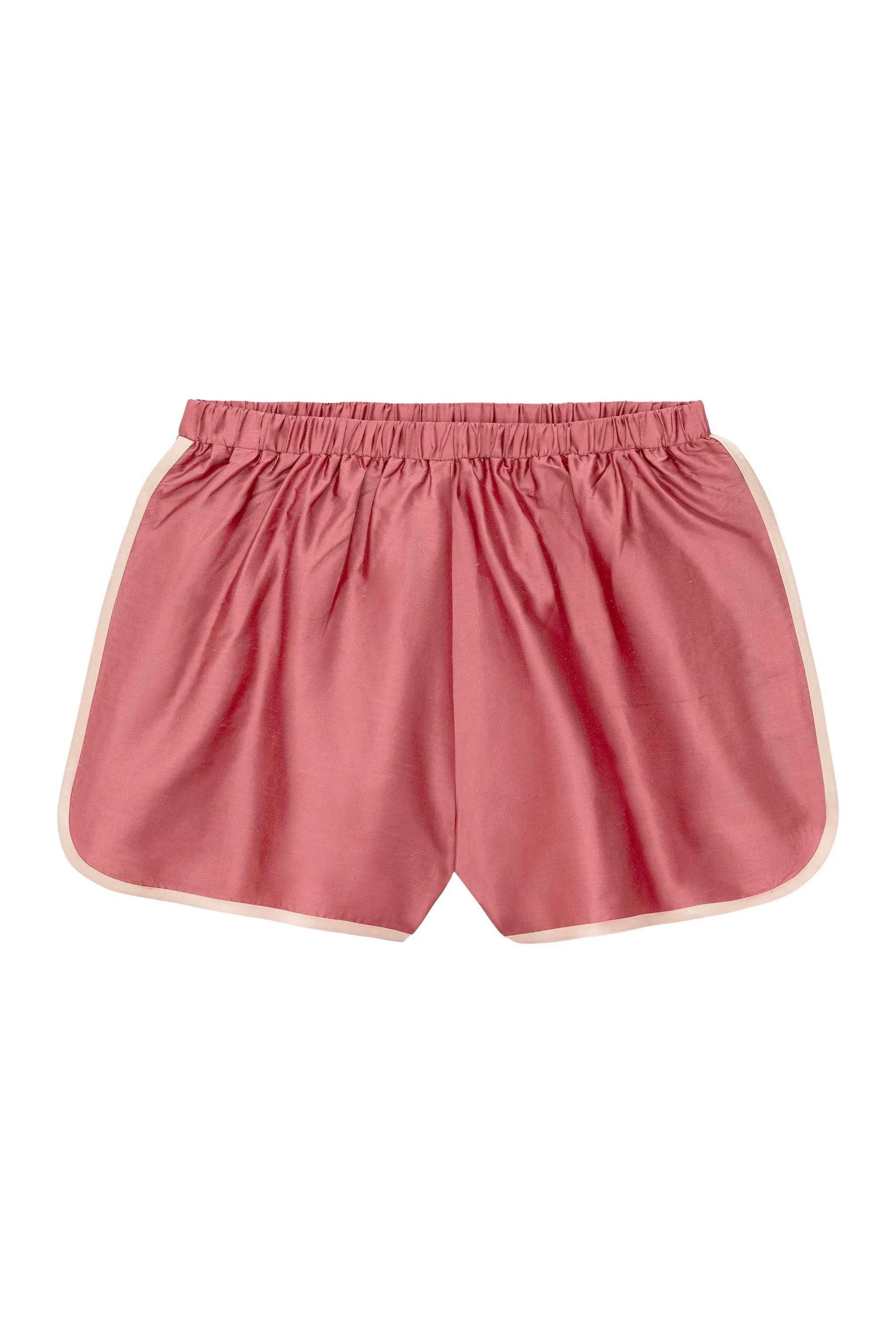 Donni |The Silk Taffeta Racer Stripe Short |Rhubarb