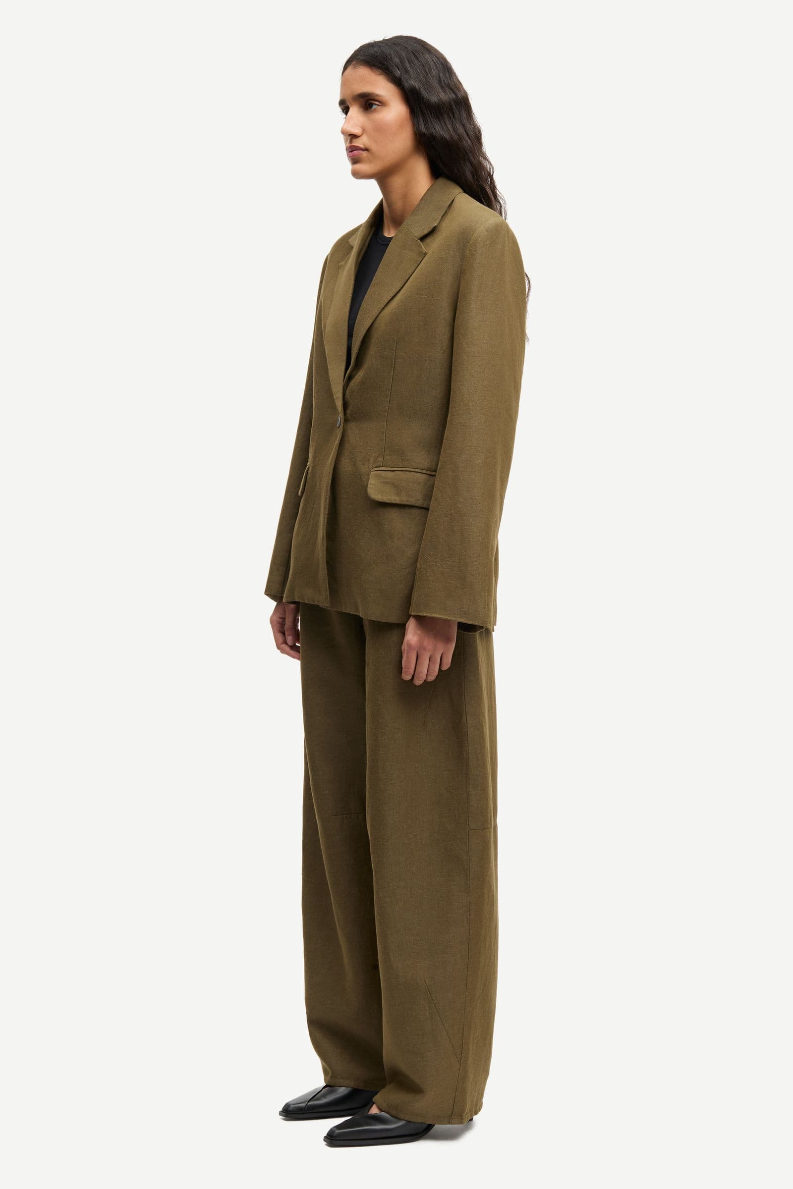 Samsoe Samsoe | Cotton Linen Blazer | Overland Green - Paloma