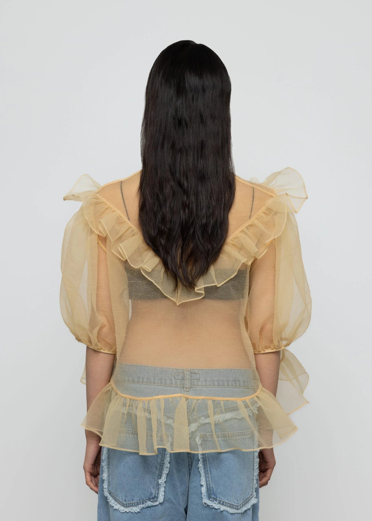 Esthé | Organza Balloon Sleeve Top  | Champagne