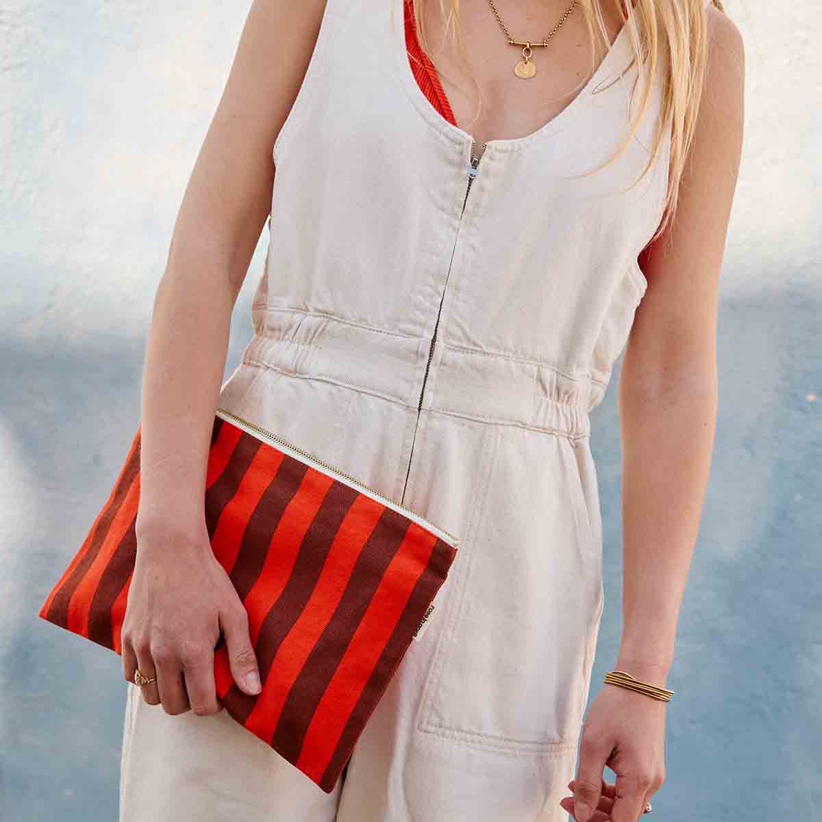 The Big Pouch | Tomato Brown  Stripe - Paloma