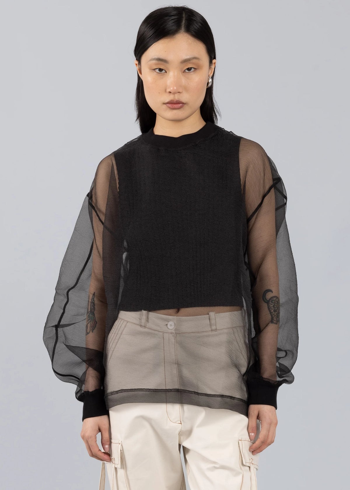 Esthé | Organza Sweatshirt | Black