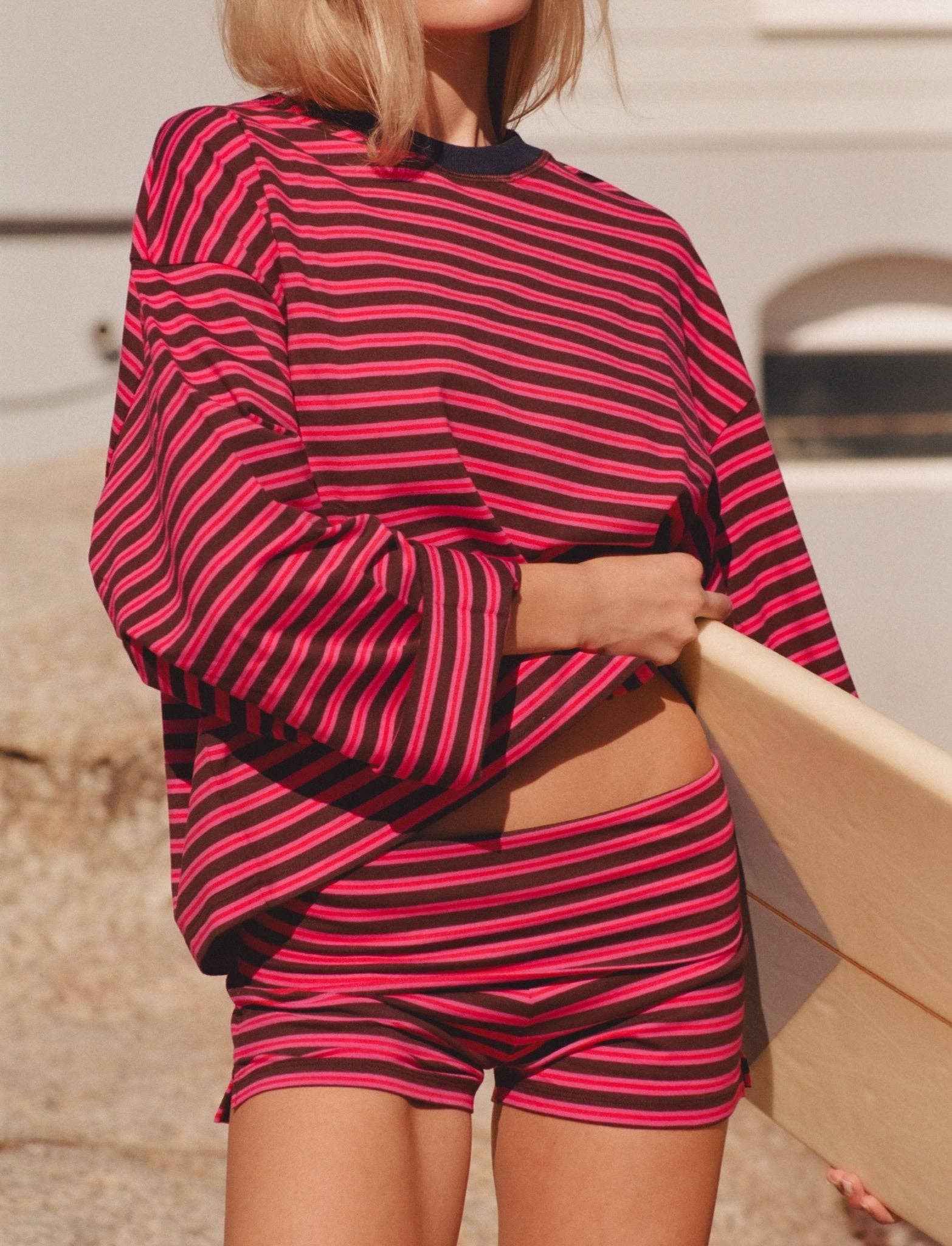 Apres June | Striped Long Sleeve| Pink Brown