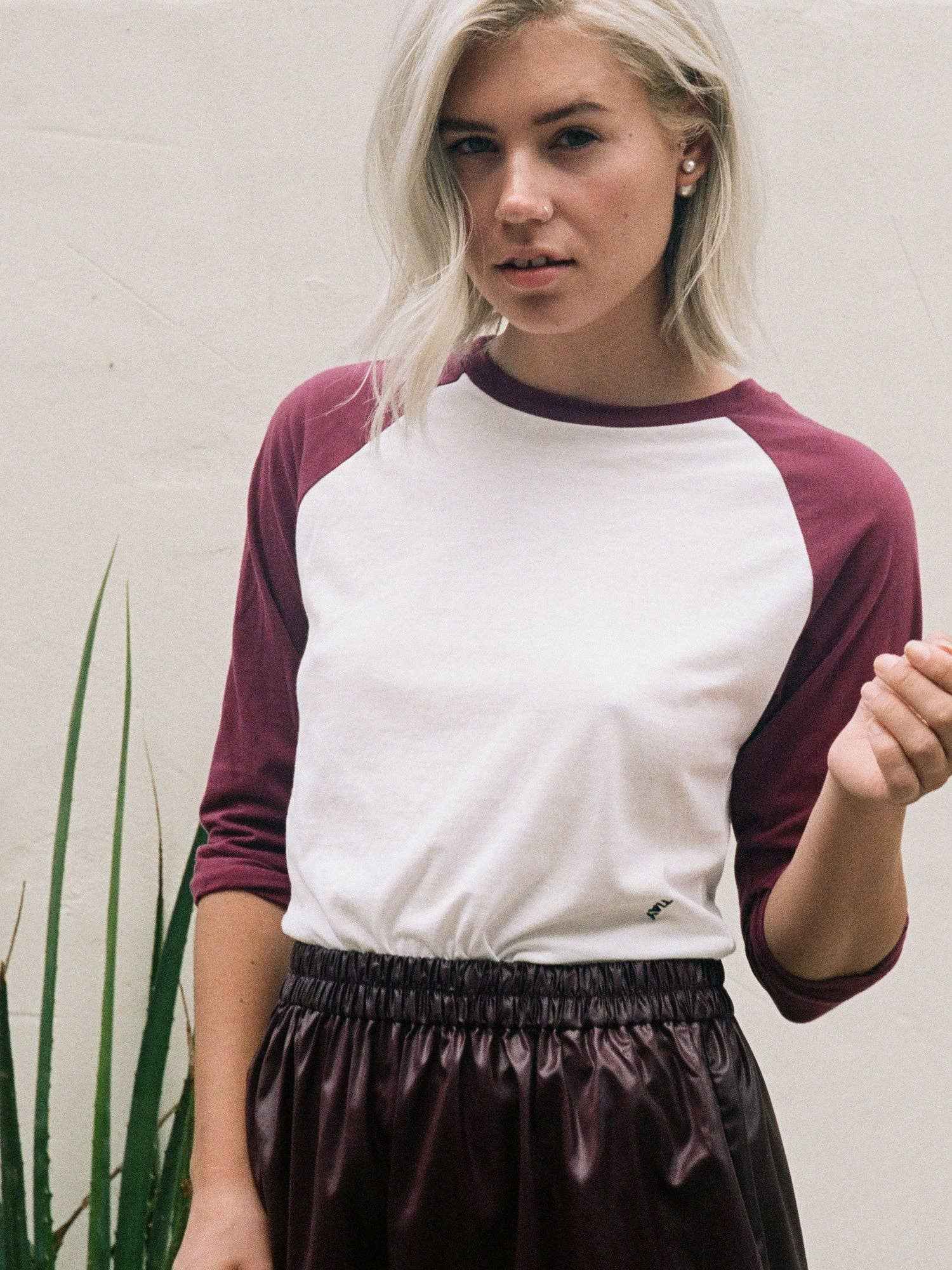 Relaxed-Fit Raglan Baseball T-shirt - Rouge/White