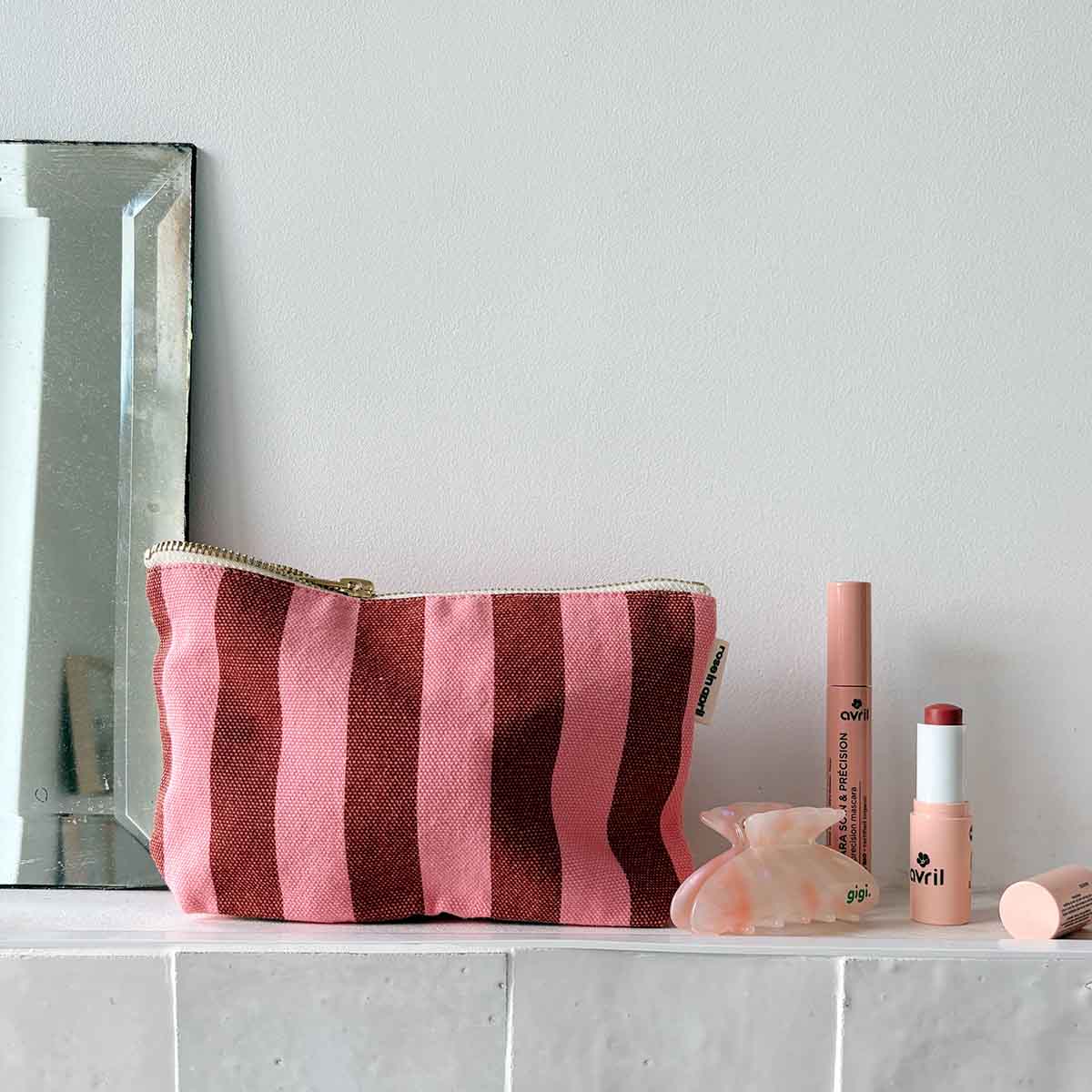 The Midi Pouch | Brick Pink Stripe - Paloma
