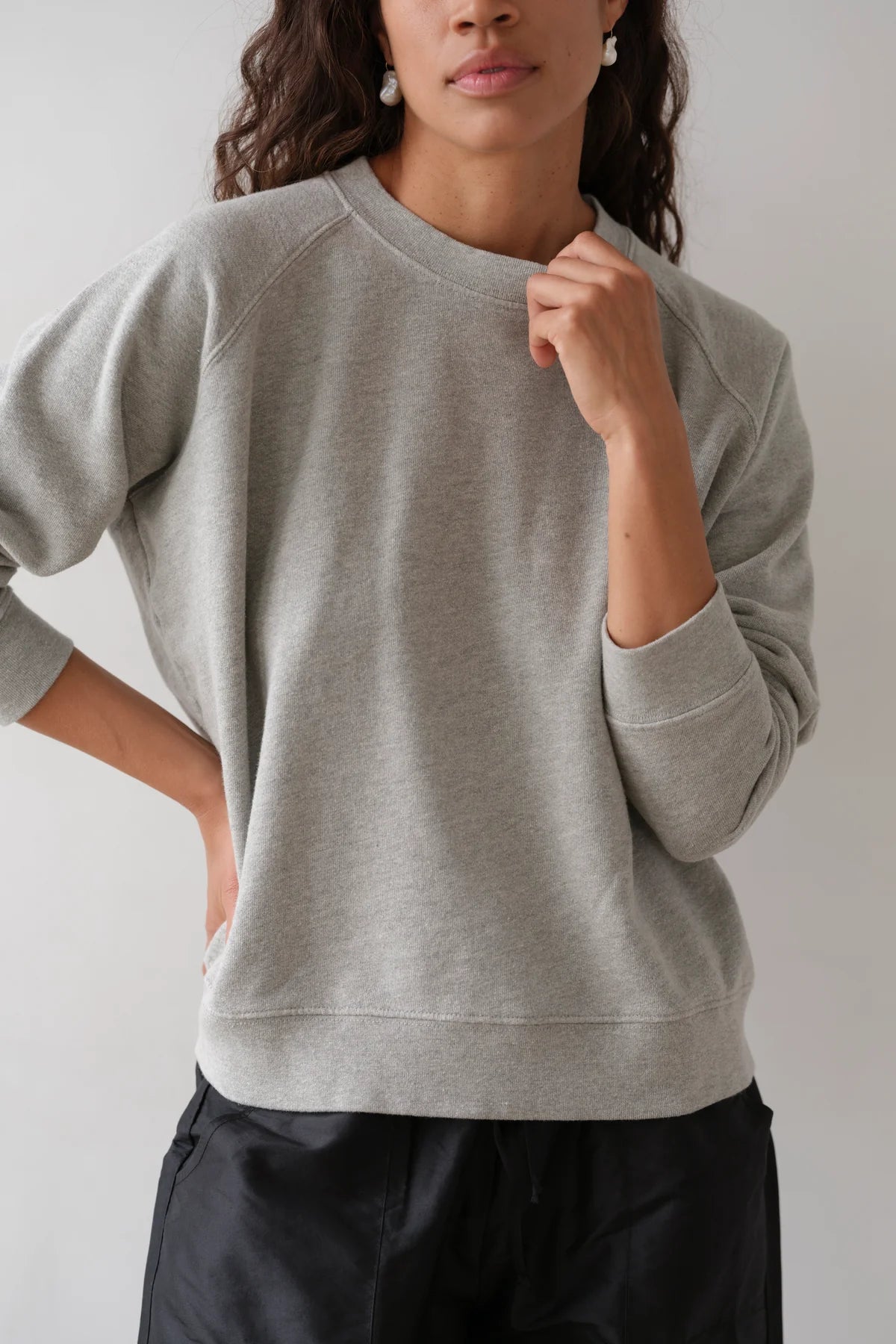 Donni| The Eco-Terry Crewneck| Heather Grey