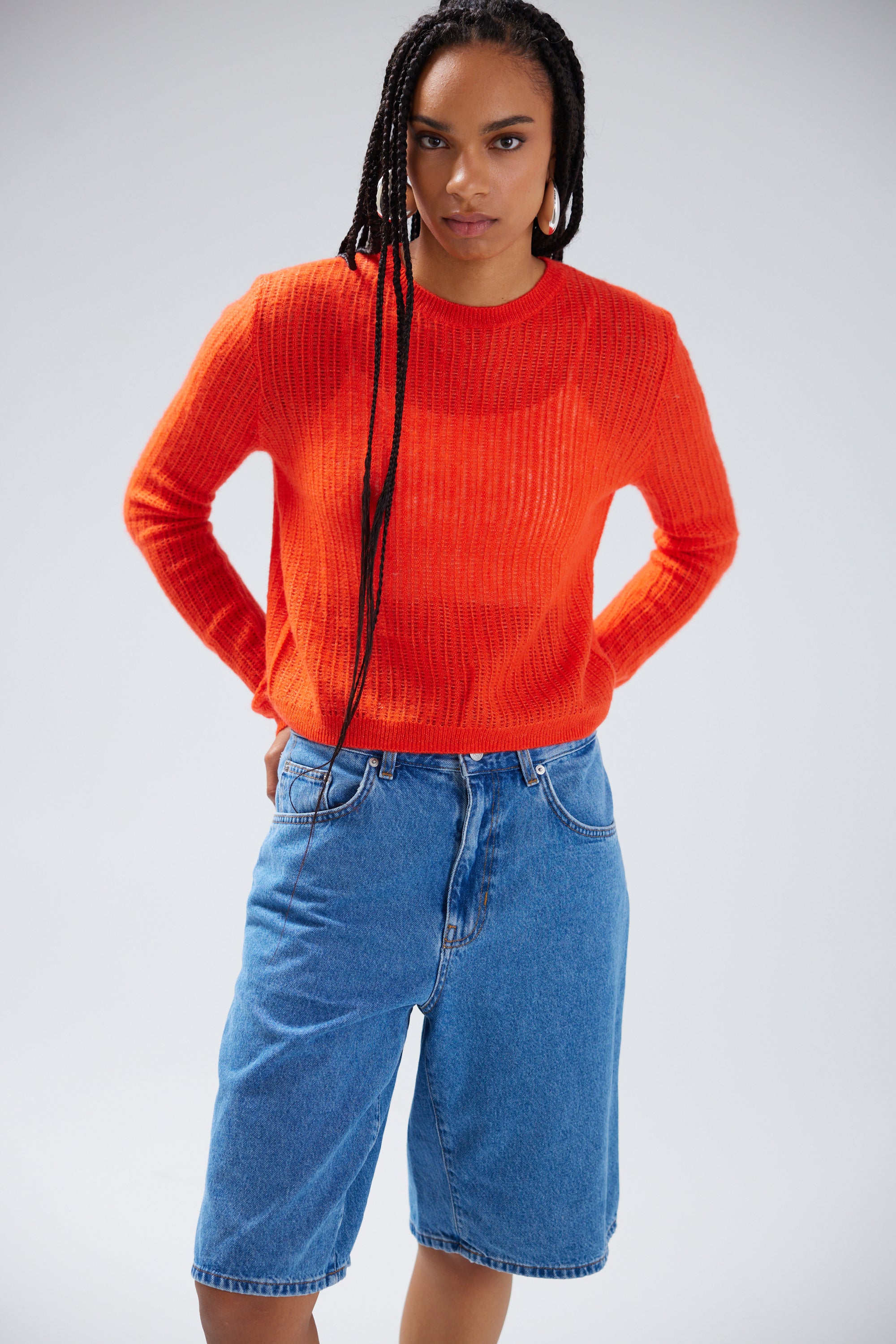 Colorush| Amara Stitched Cashmere Crew Sweater