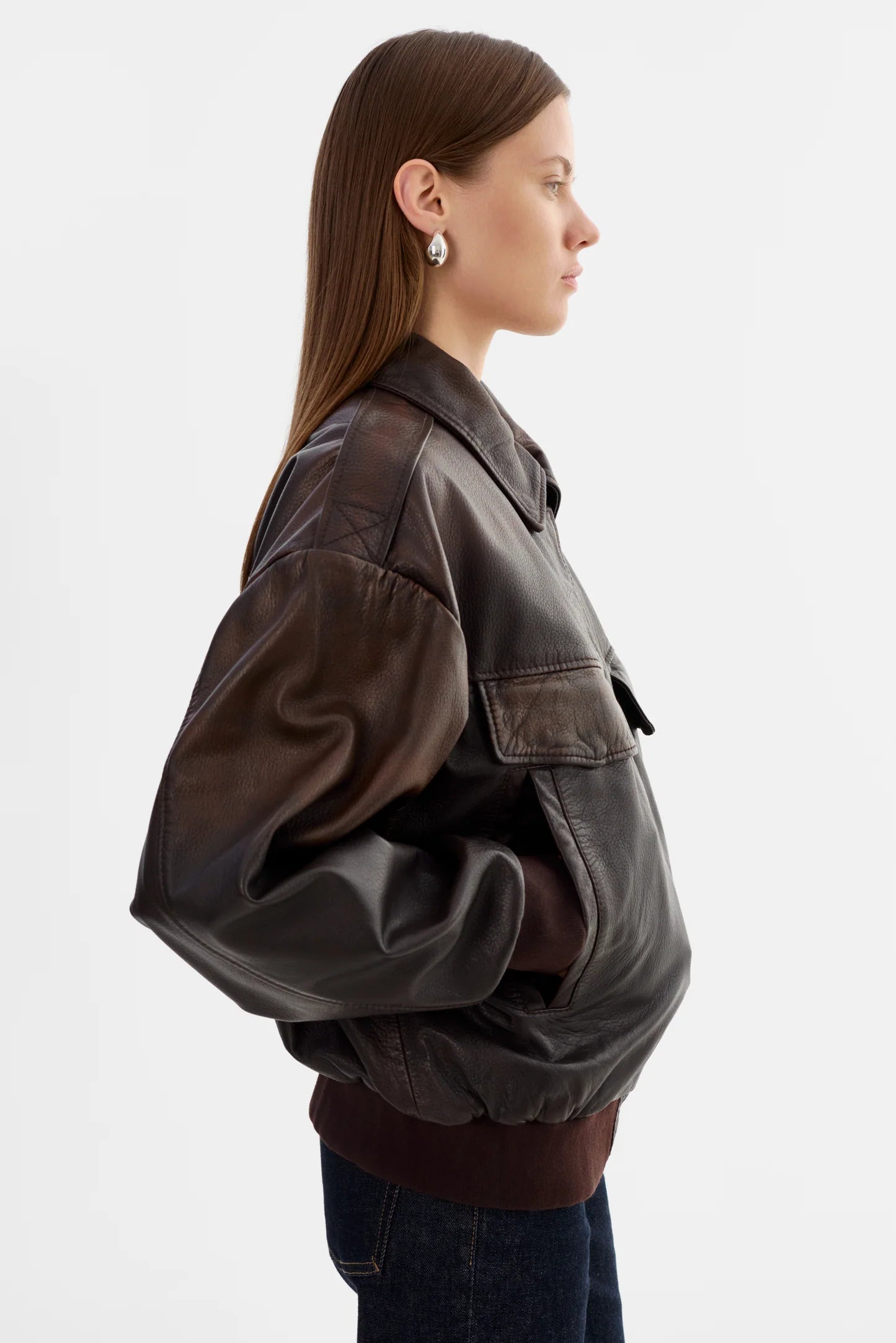 Lamarque Leather Bomber | Rub off Brown