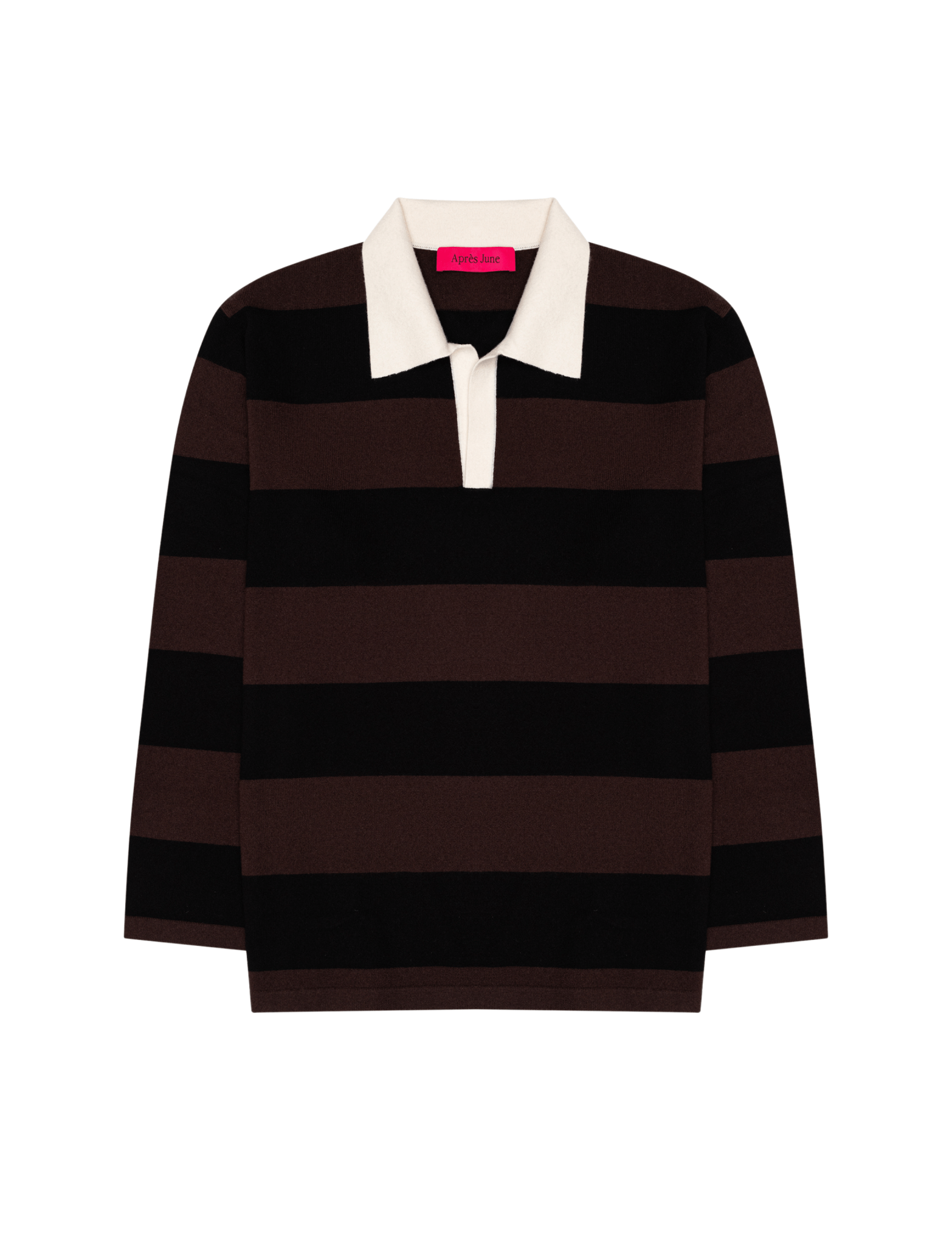 Apres June | Cashmere Rugby Stripe | Black & Cocoa