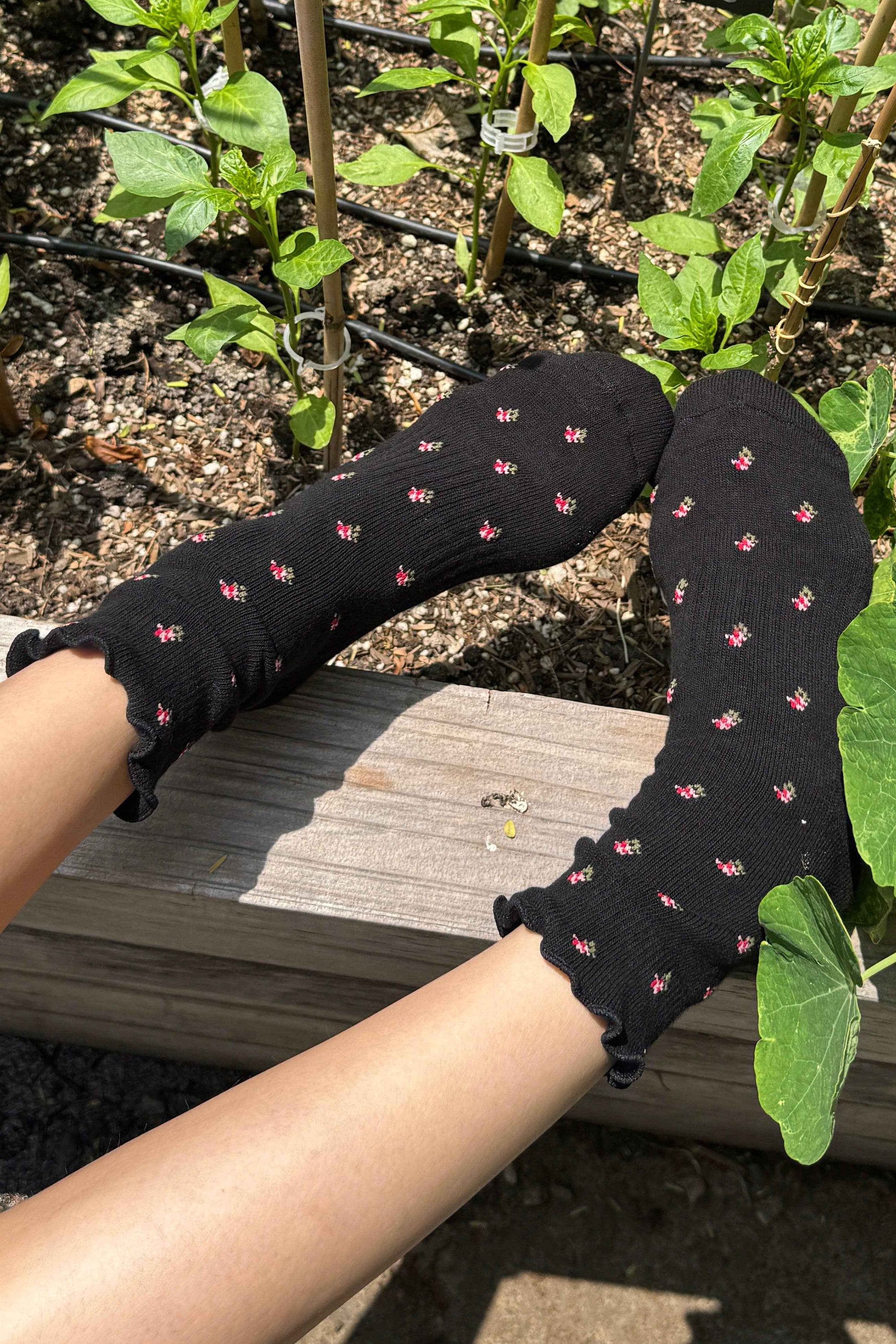Le Bon Shoppe | Petal Ruffled Hugger Crew Socks
