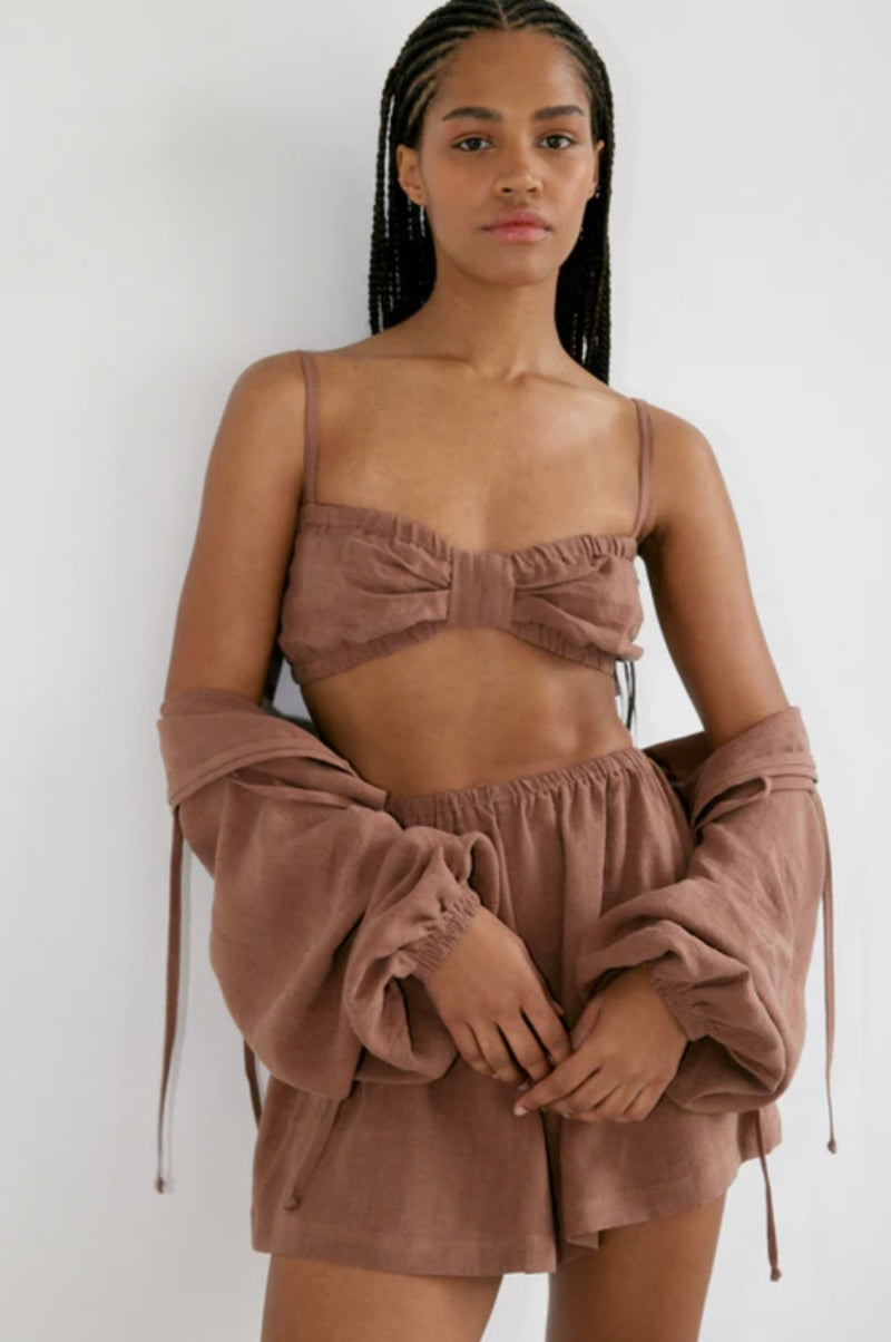 Bohème The Tie Top | Cocoa Linen