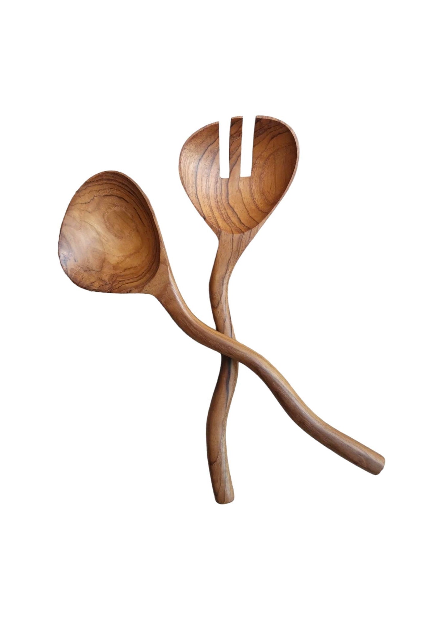 Wavy Teak Serving Spoons