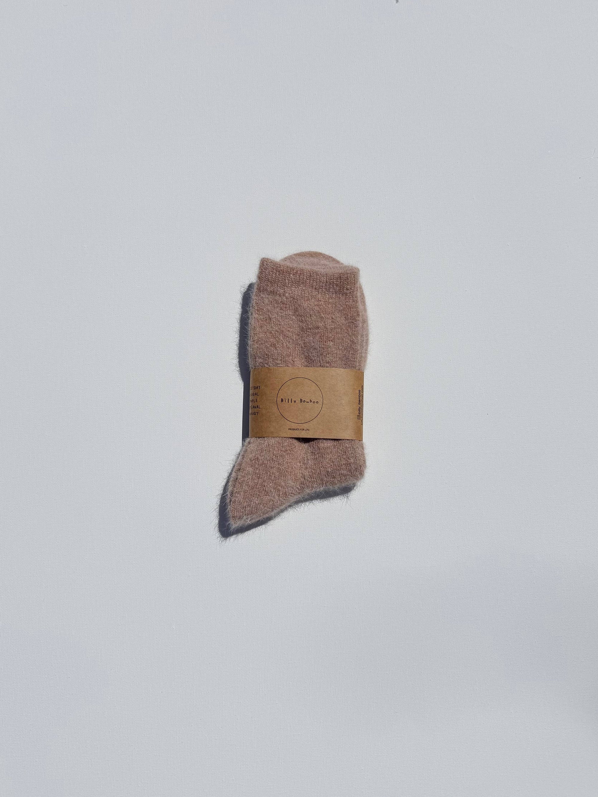 Fluffy Angora Socks | Mushroom