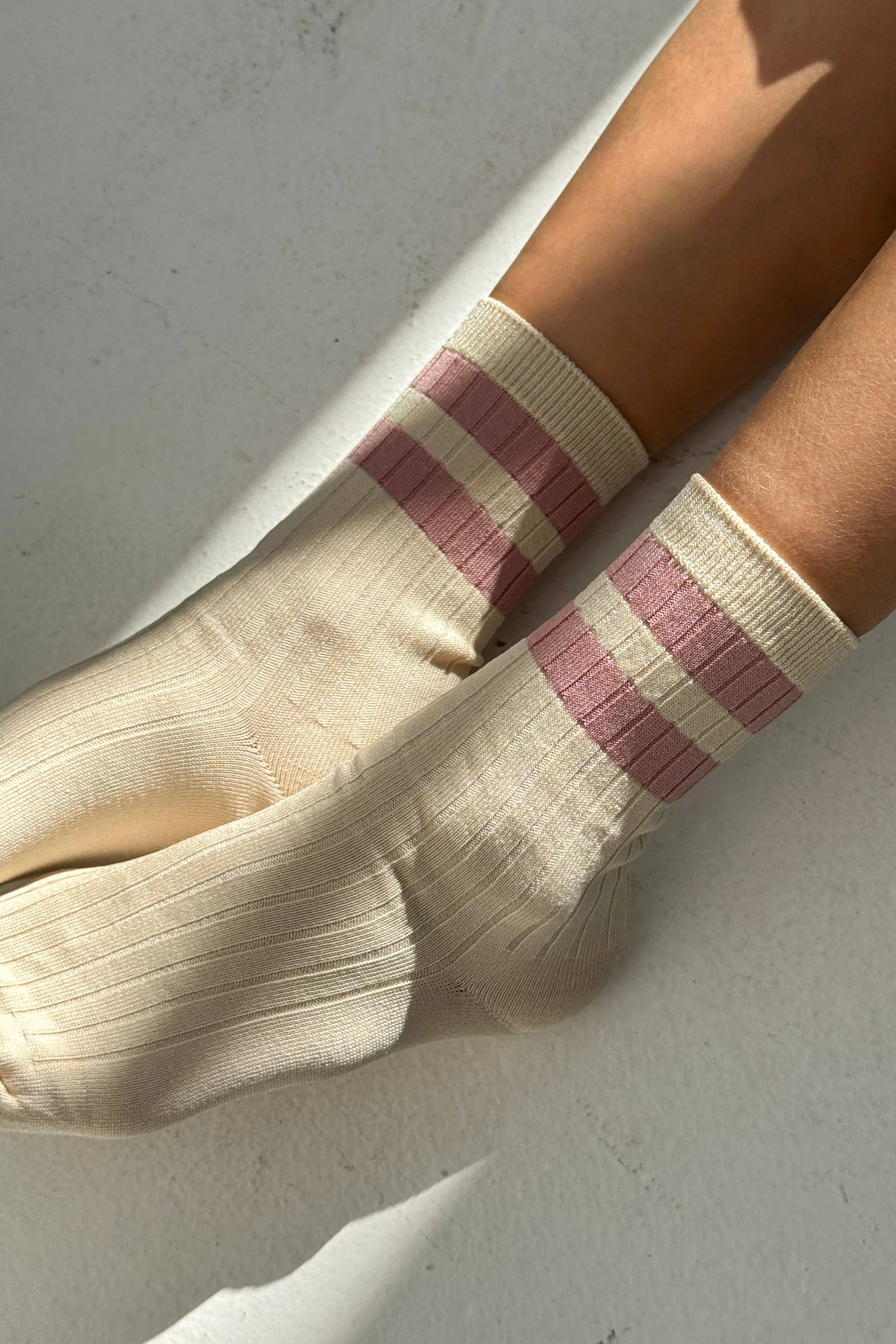 Le Bon Shoppe | Her Varsity Sock| Cream Rose