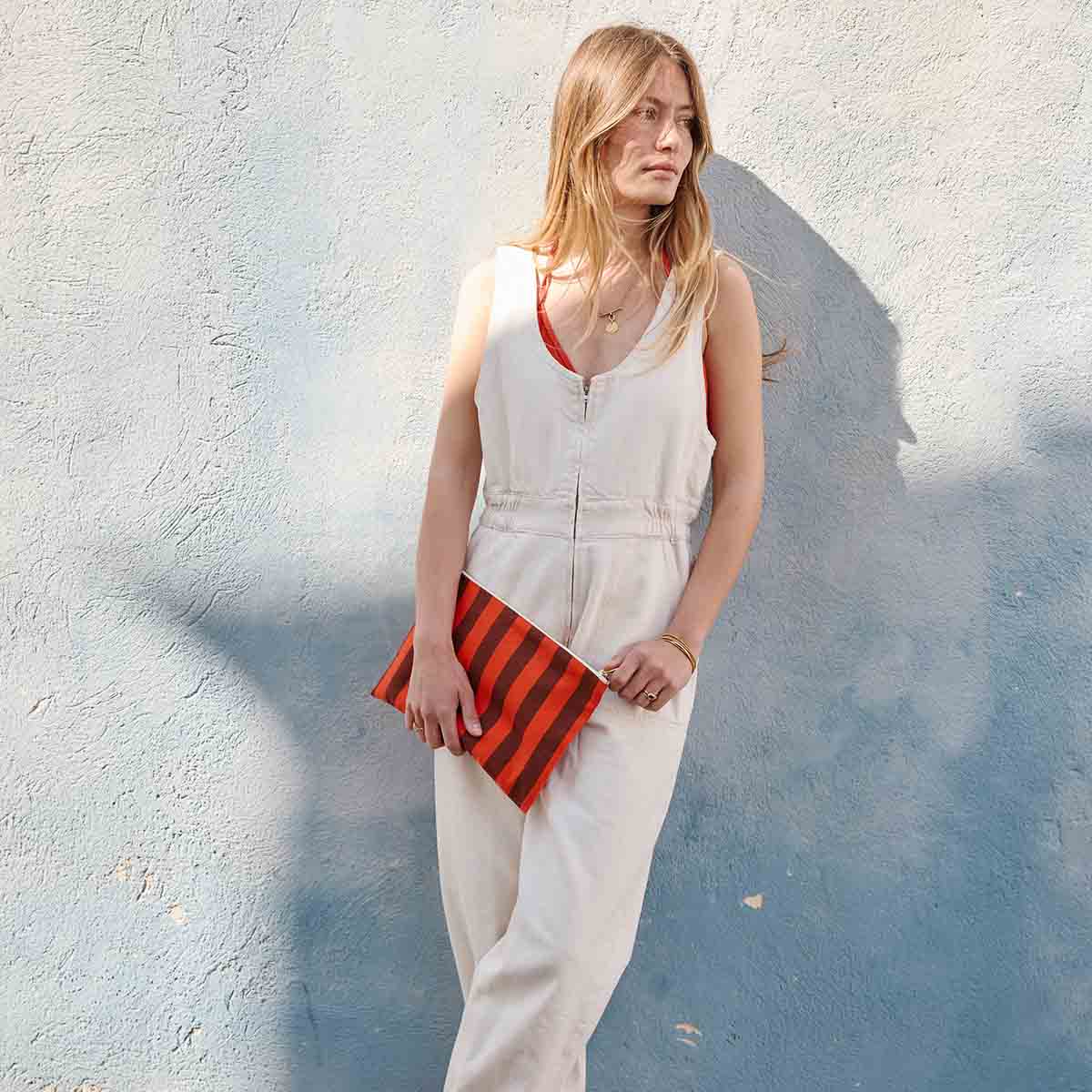The Big Pouch | Tomato Brown  Stripe - Paloma