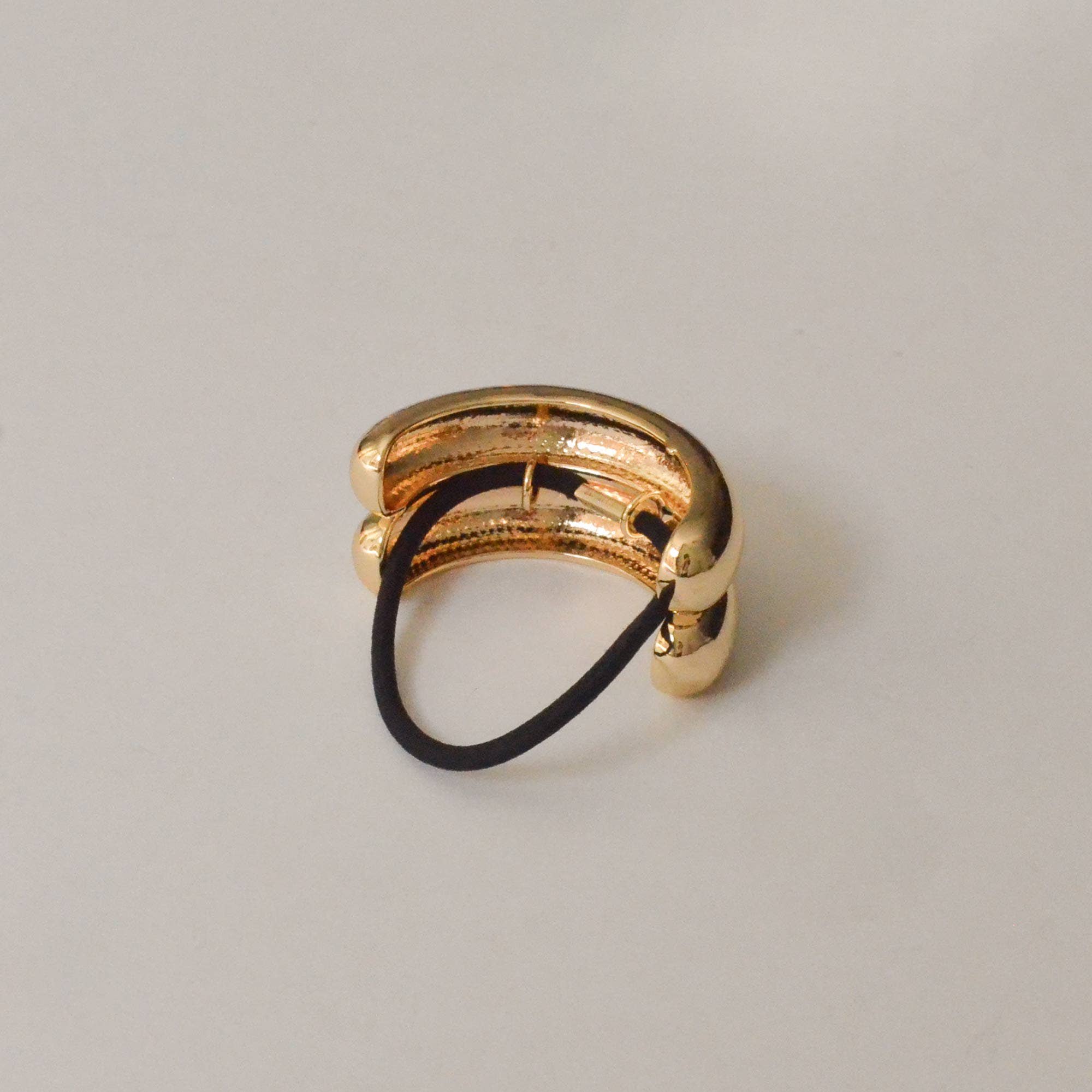 Wide Double Arch Metal Ponytail Hair Tie | Gold