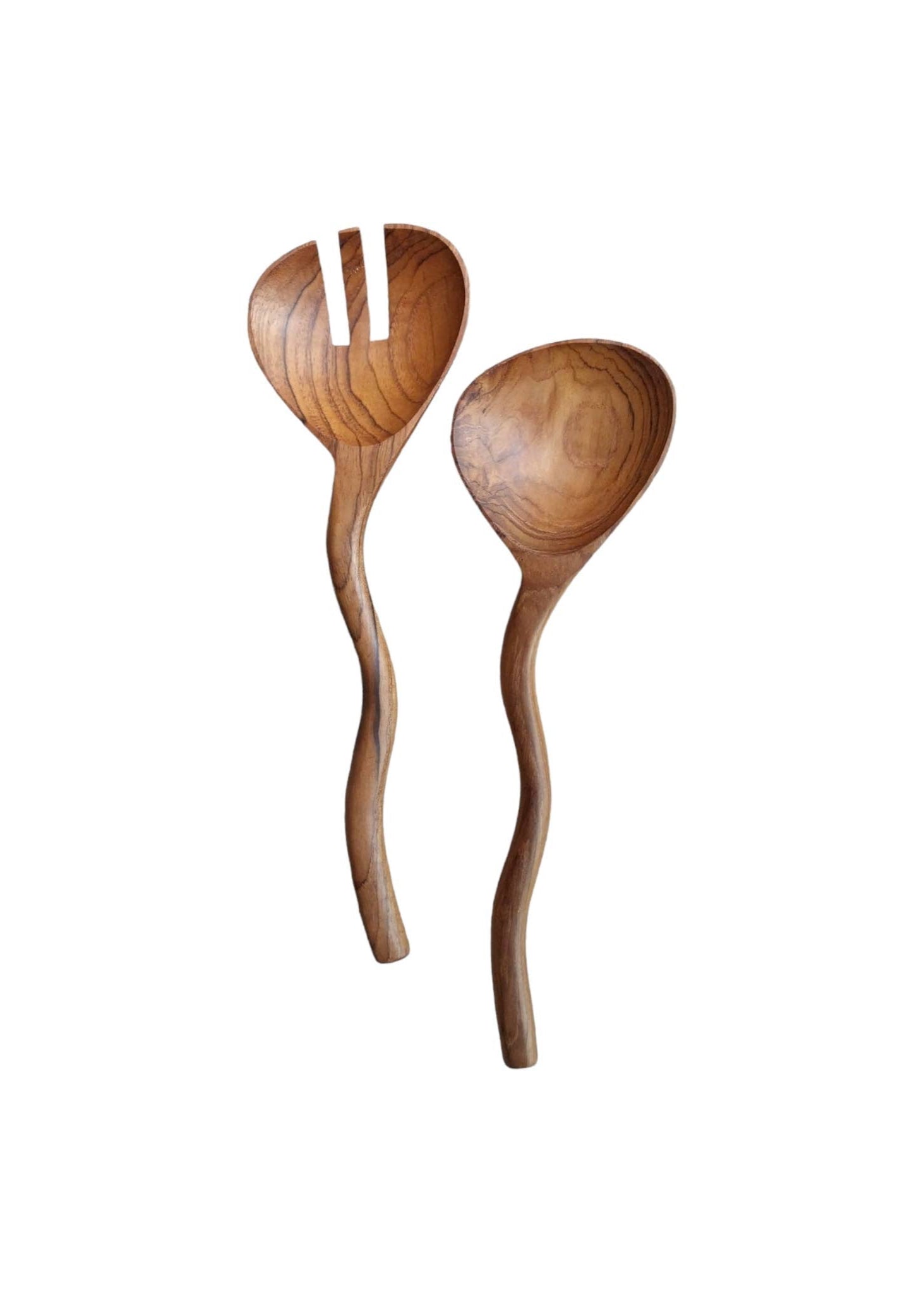 Wavy Teak Serving Spoons