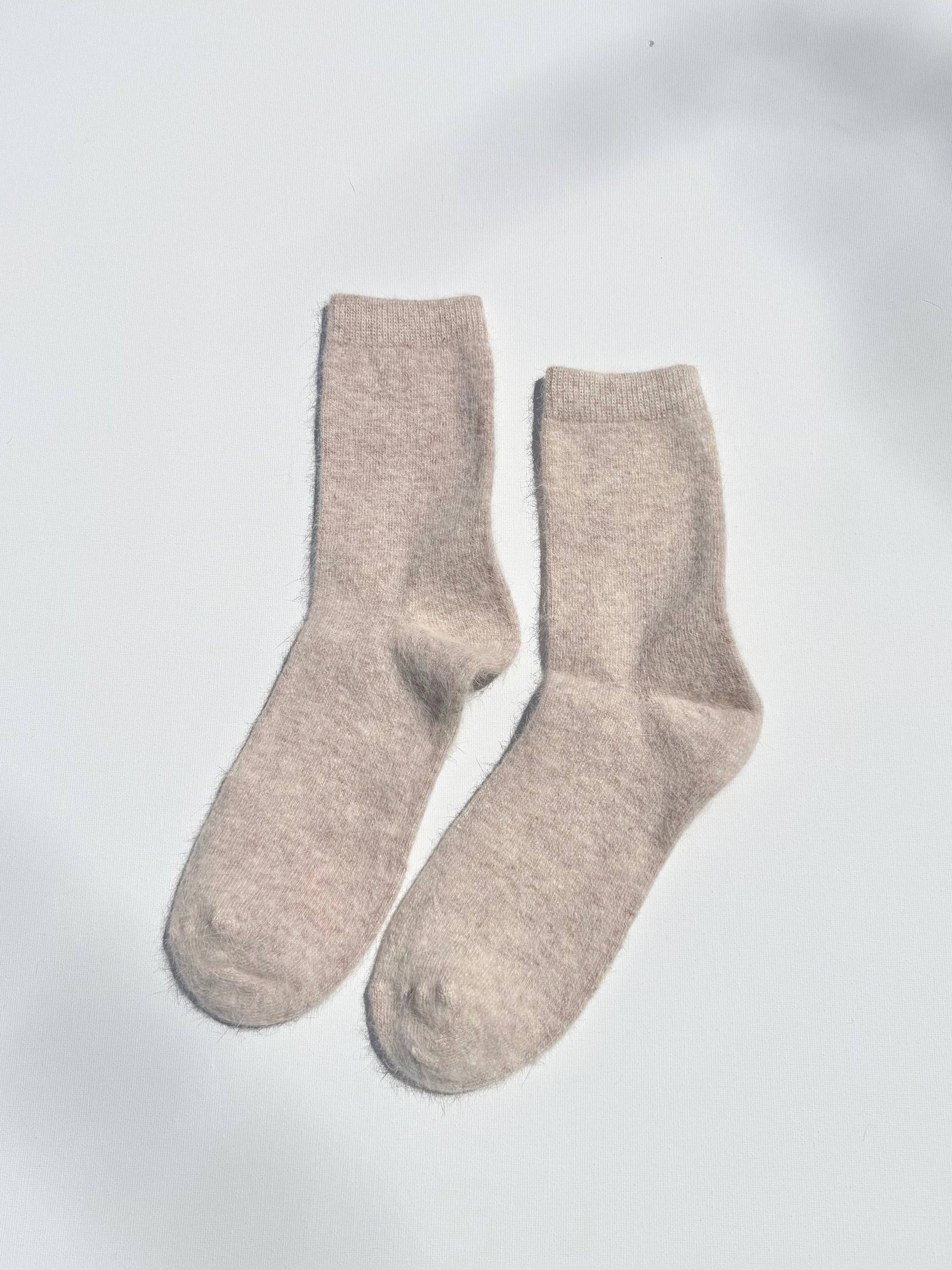 Fluffy Angora Socks | Oatmeal