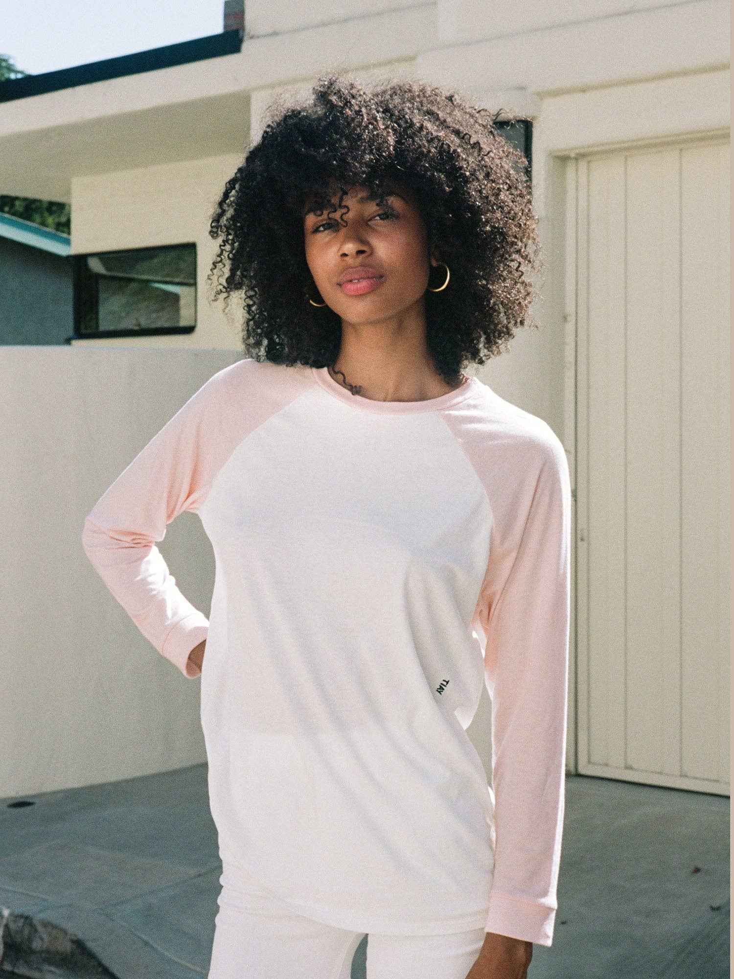 Unisex Raglan Loose Fit T-shirt - Blush/White