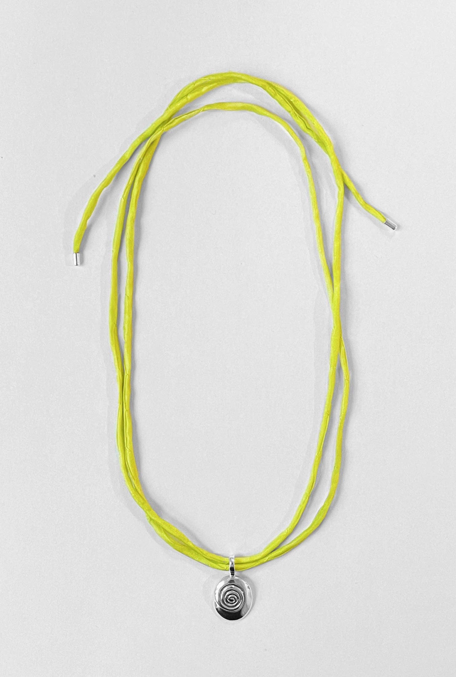 Sand Nautilus on Raw Silk | Silver/Chartreuse