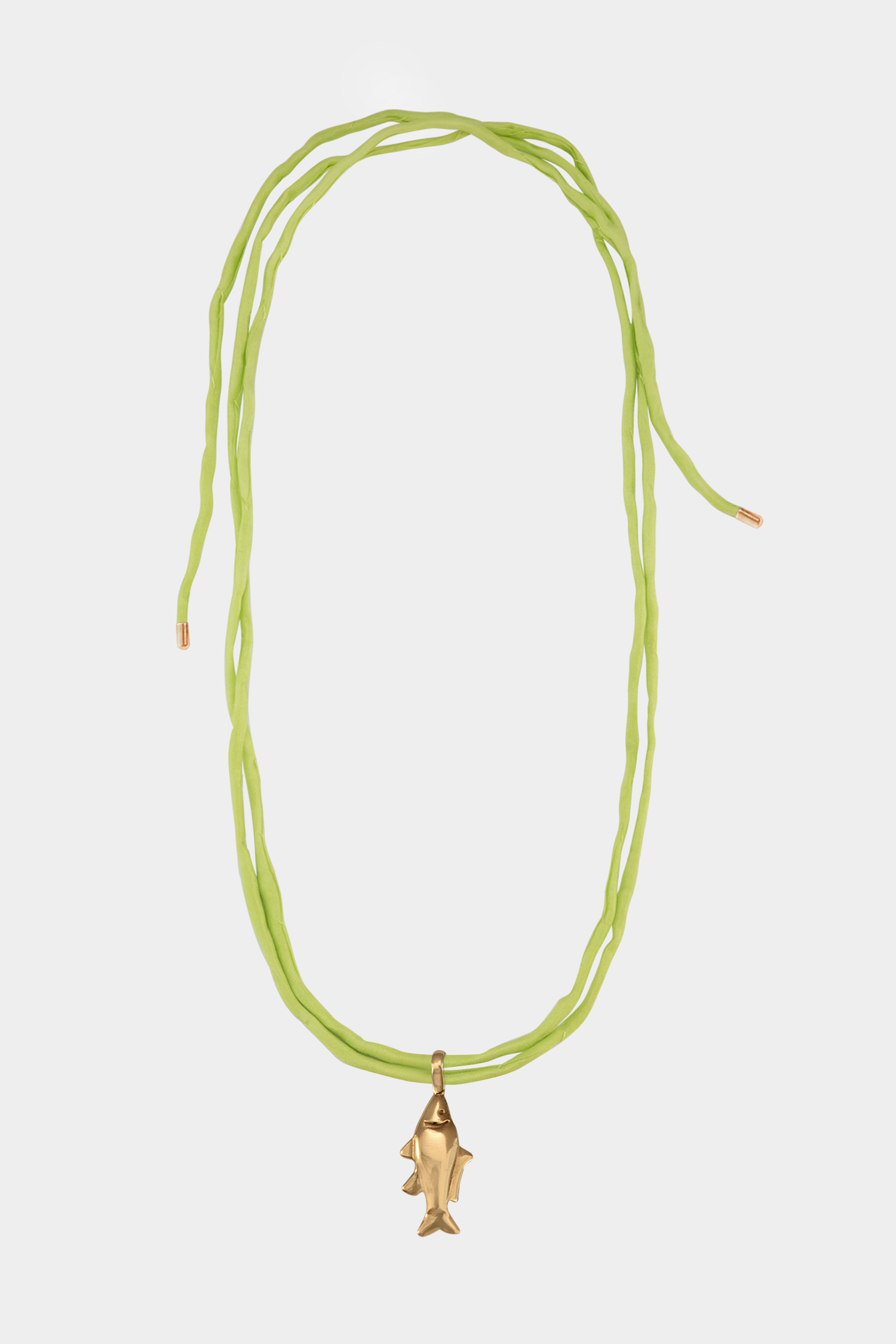 Lucky Fish on Raw Silk | Gold/Chartreuse