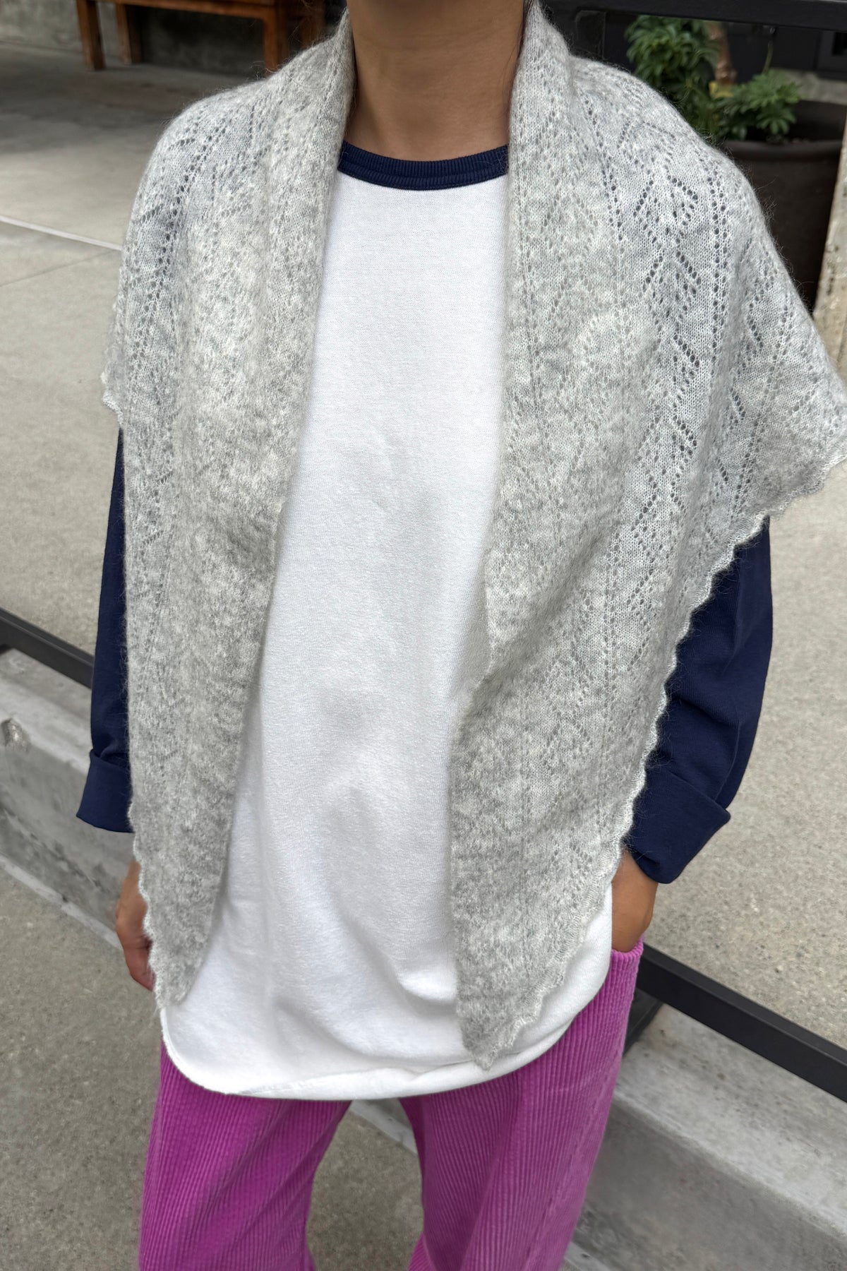 Le Bon Shoppe | Mohair Pointelle Grey Shawl