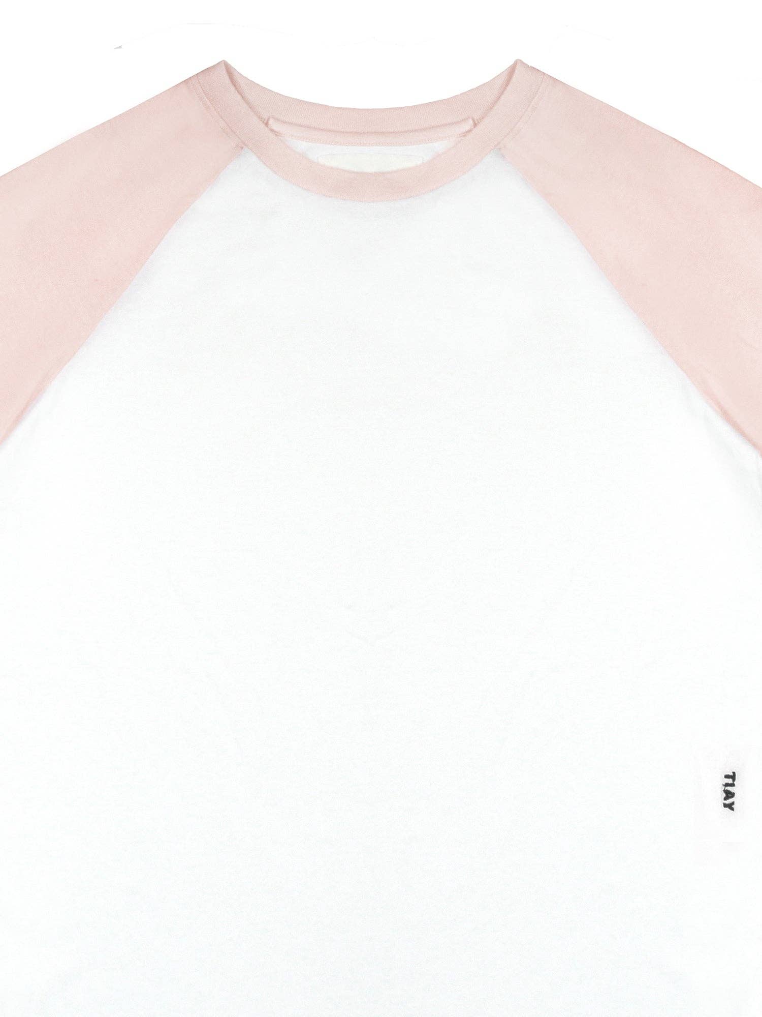 Tomorrow in a Year| Loose Fit Raglan Baseball Tee| Blush/White