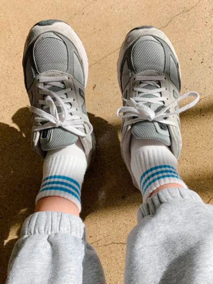 Le Bon Shoppe | Girlfriend Sock | Ivory Laguna Stripe