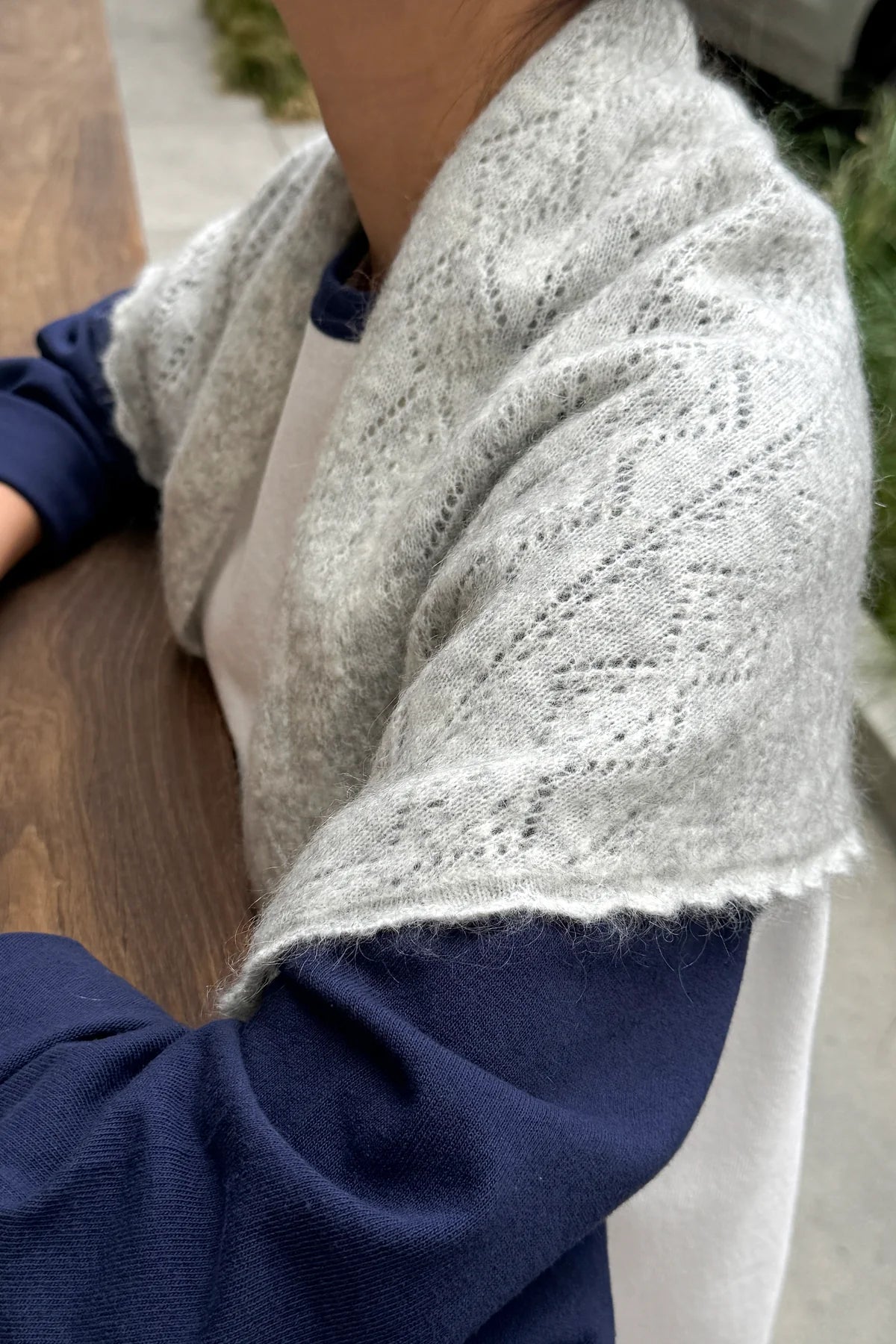 Le Bon Shoppe | Mohair Pointelle Grey Shawl