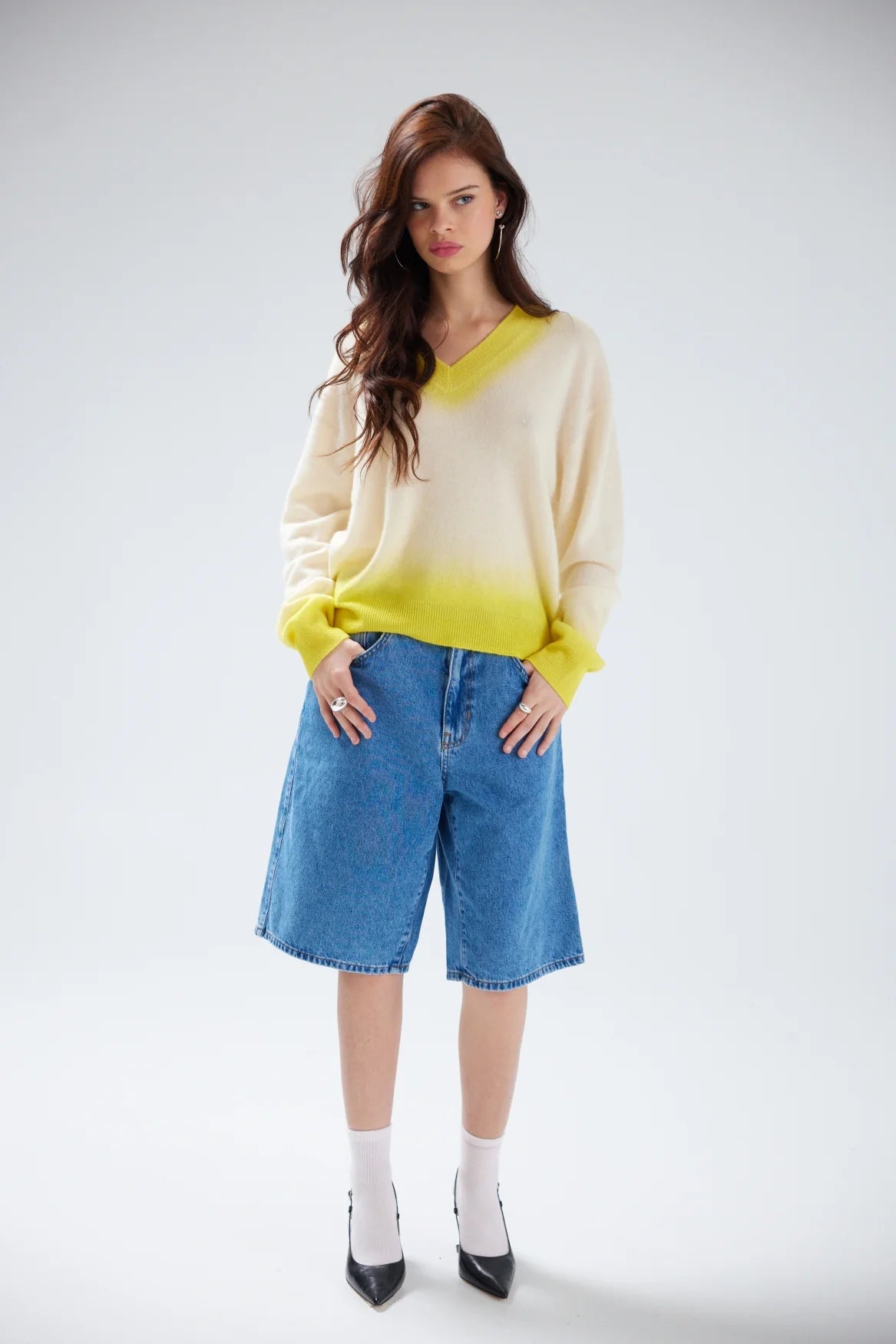 Colorush| Alora Dip Cashmere V neck | Limonada